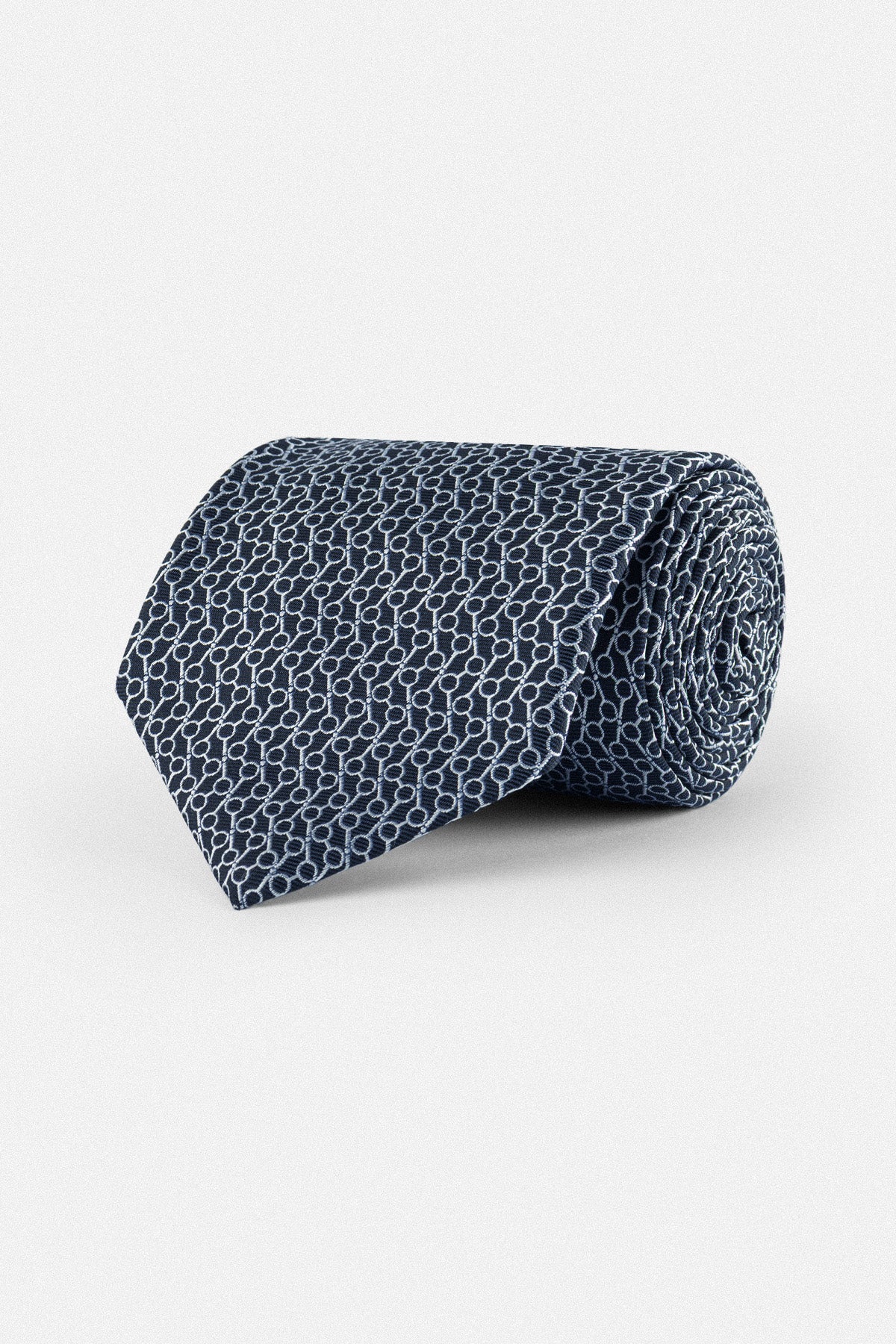 Jacquard Navy Necktie with Handkerchief