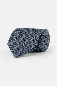 Jacquard Navy Necktie with Handkerchief
