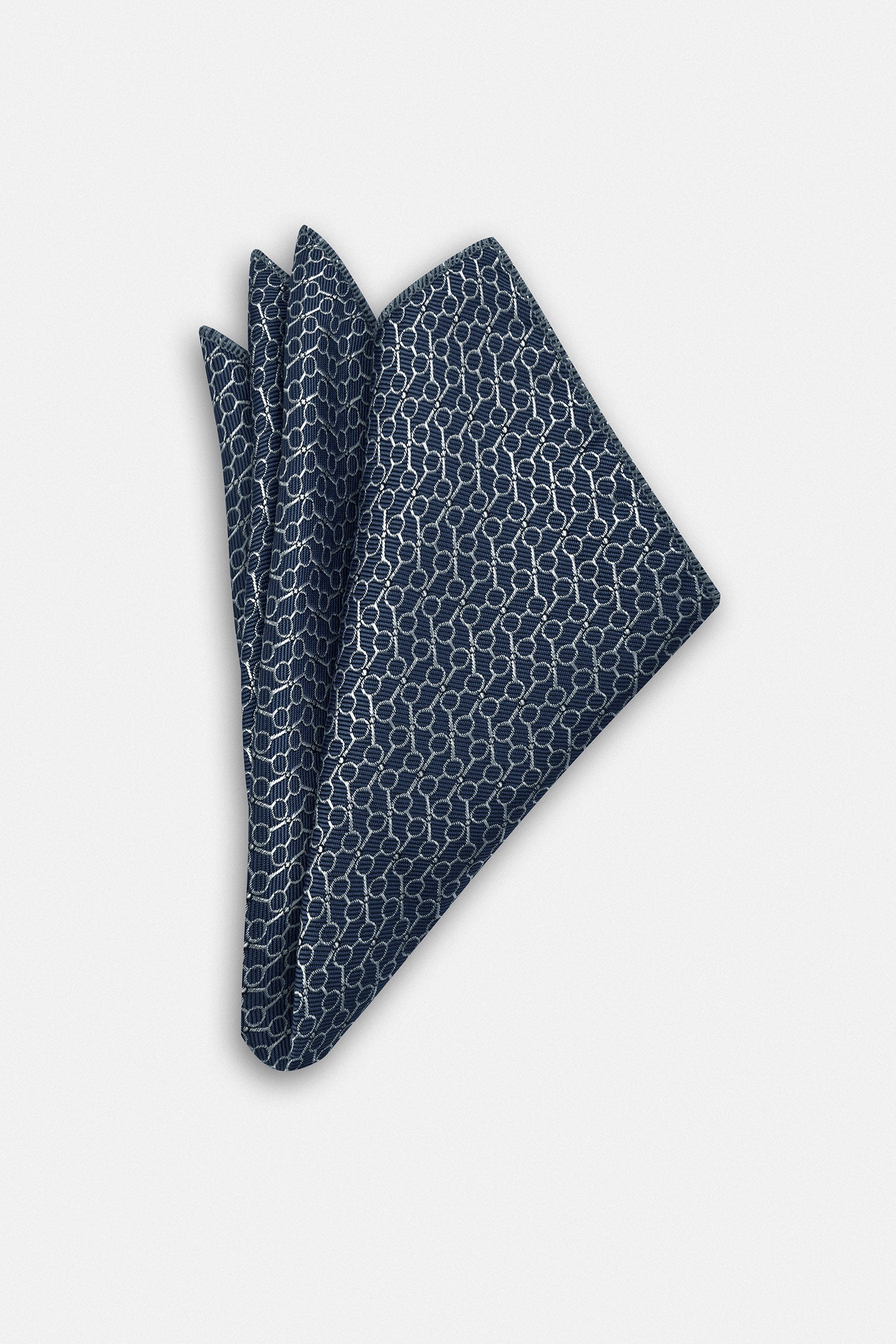 Jacquard Navy Necktie with Handkerchief