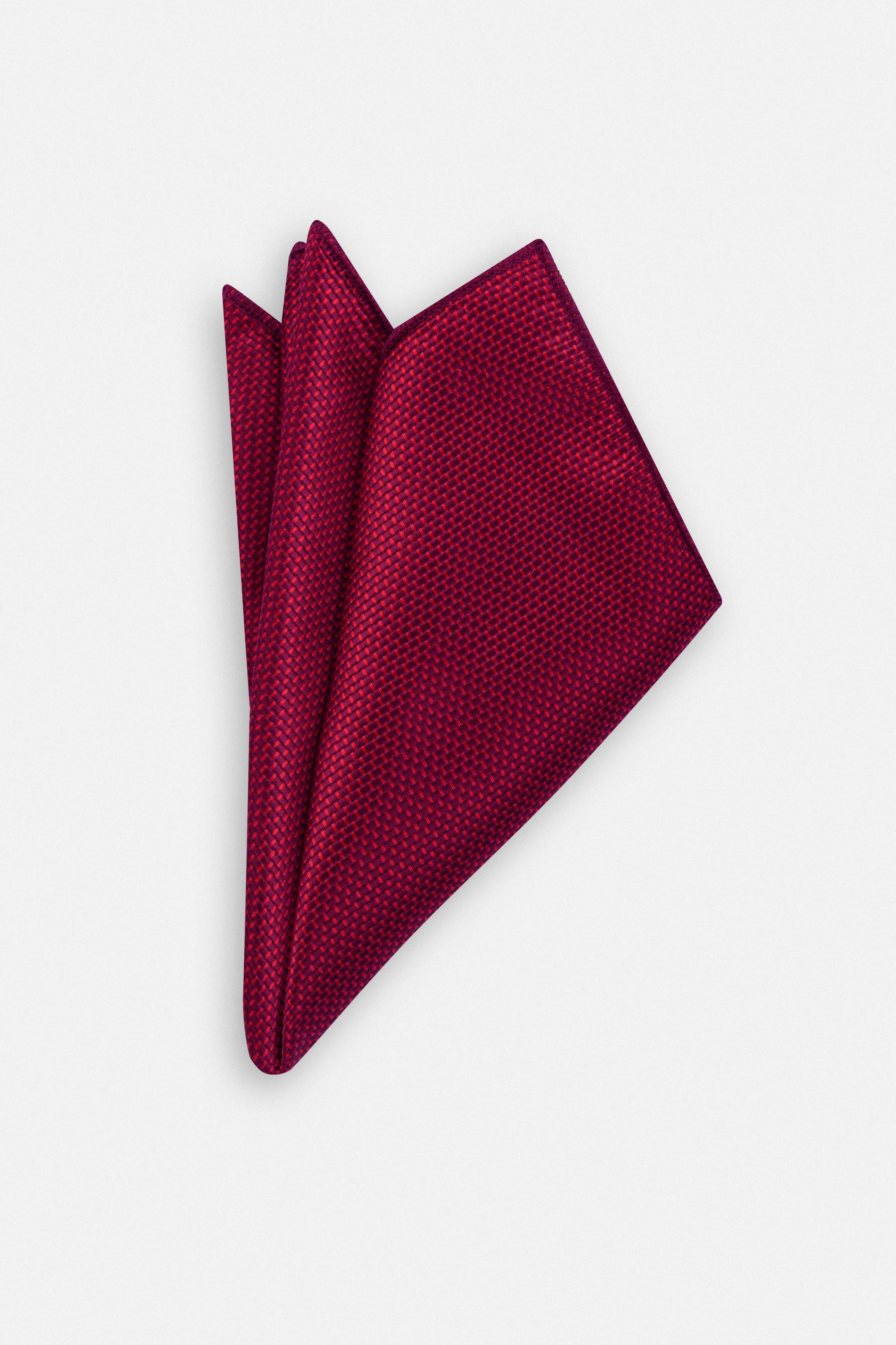 Jacquard Dark Red Necktie with Handkerchief