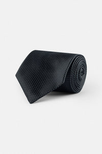 Jacquard Black Necktie with Handkerchief