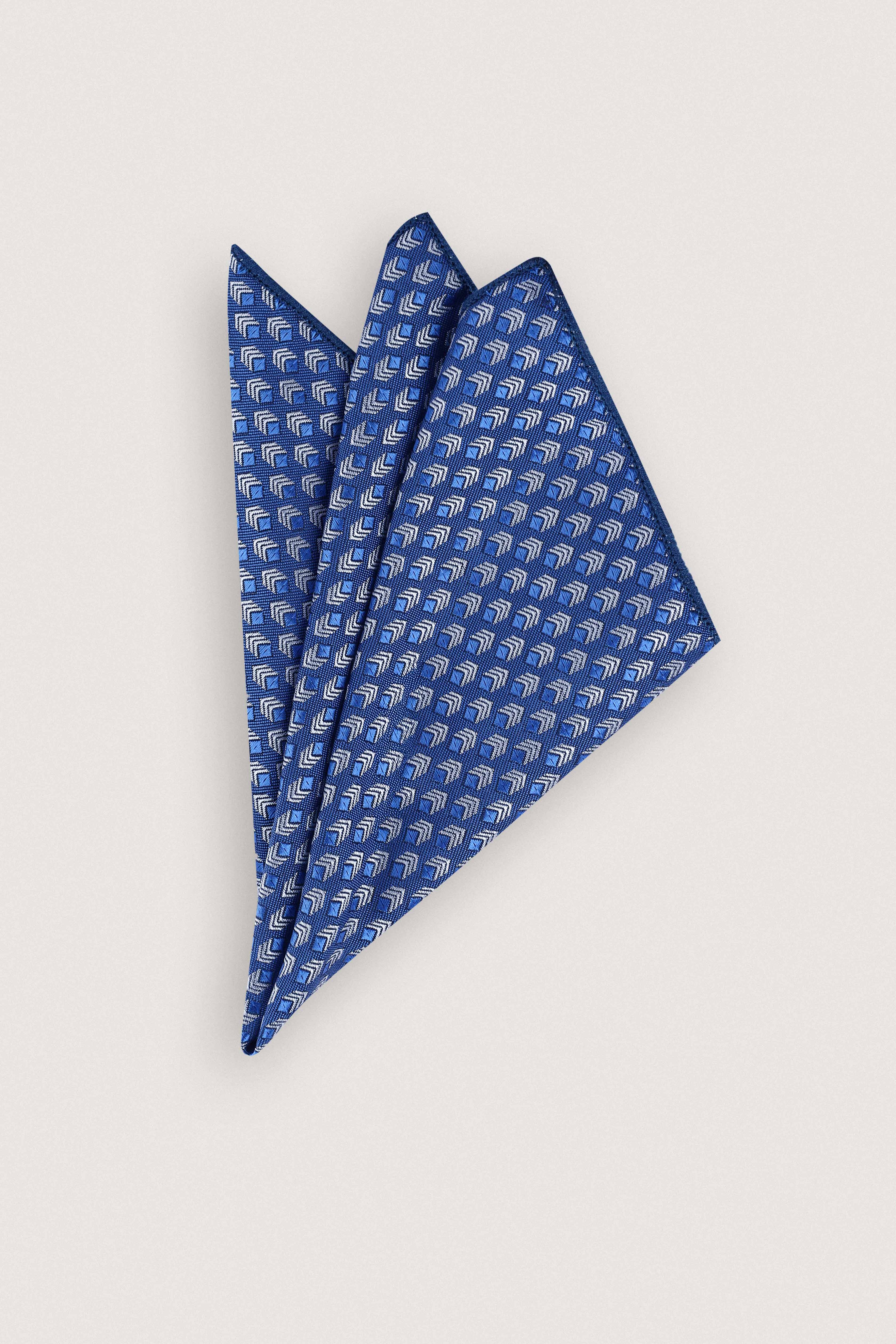 Blue Jacquard Necktie with Handkerchief