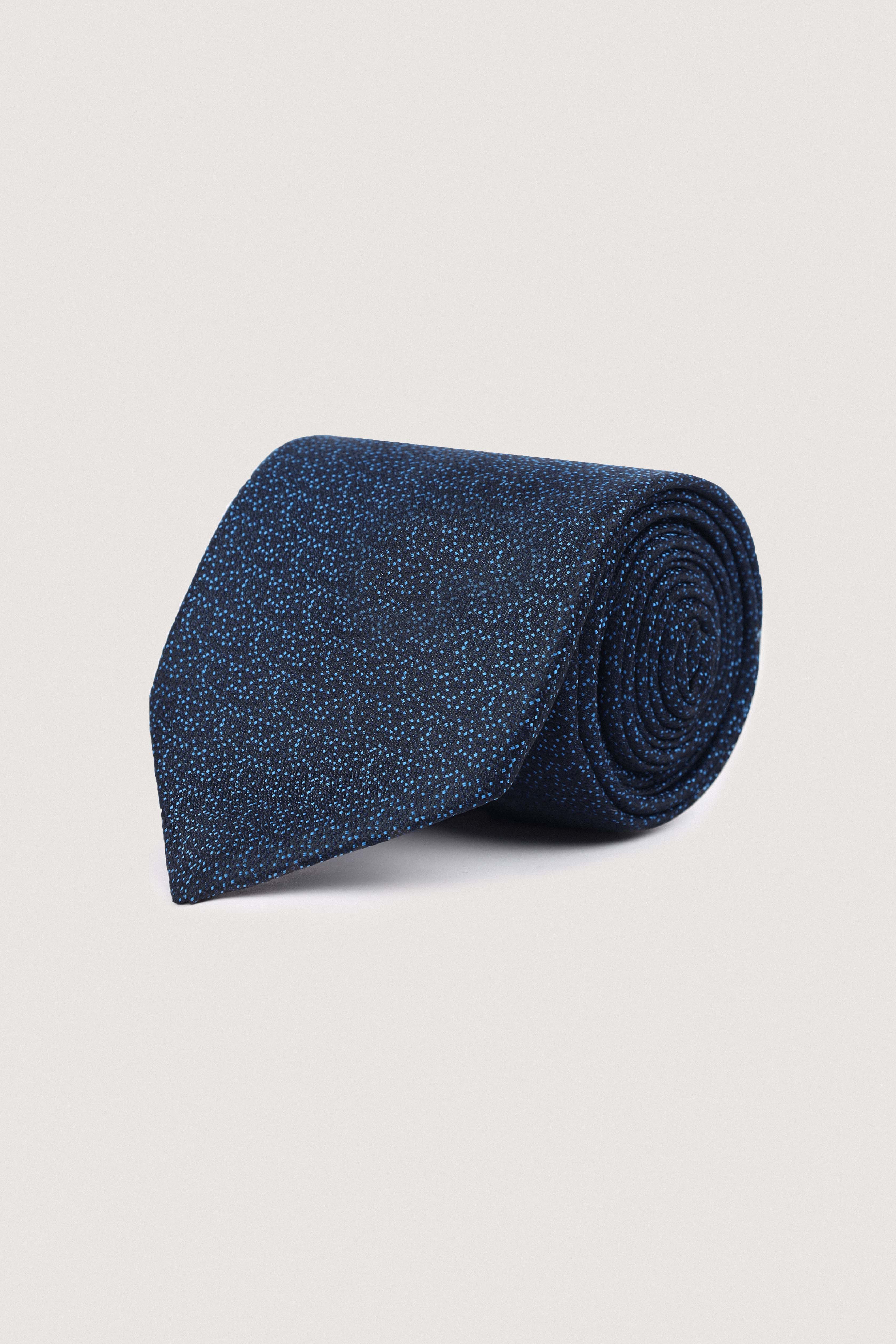 Petroleum Heathered  Necktie with Handkerchief
