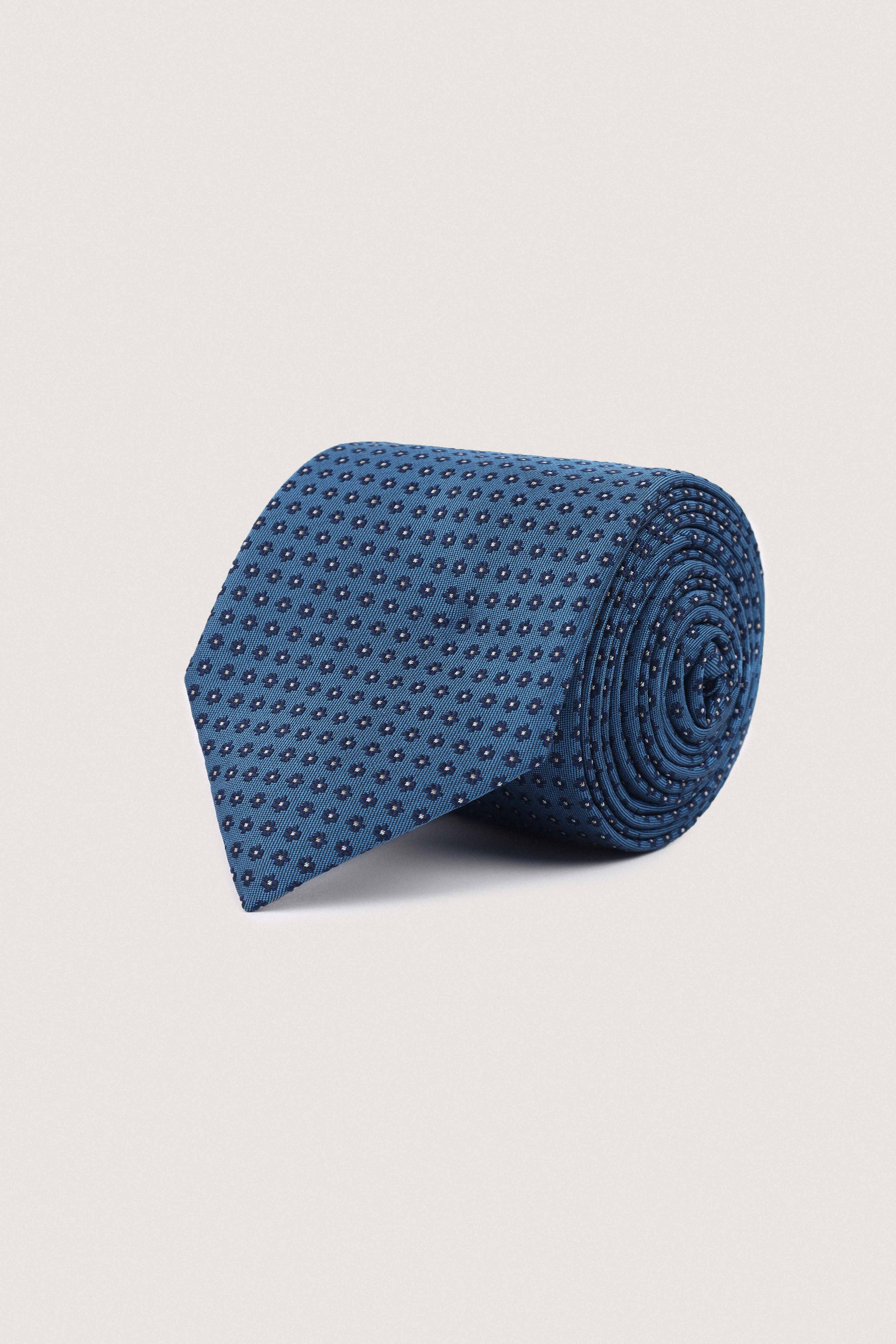 River Blue jacquard Necktie with handkerchief