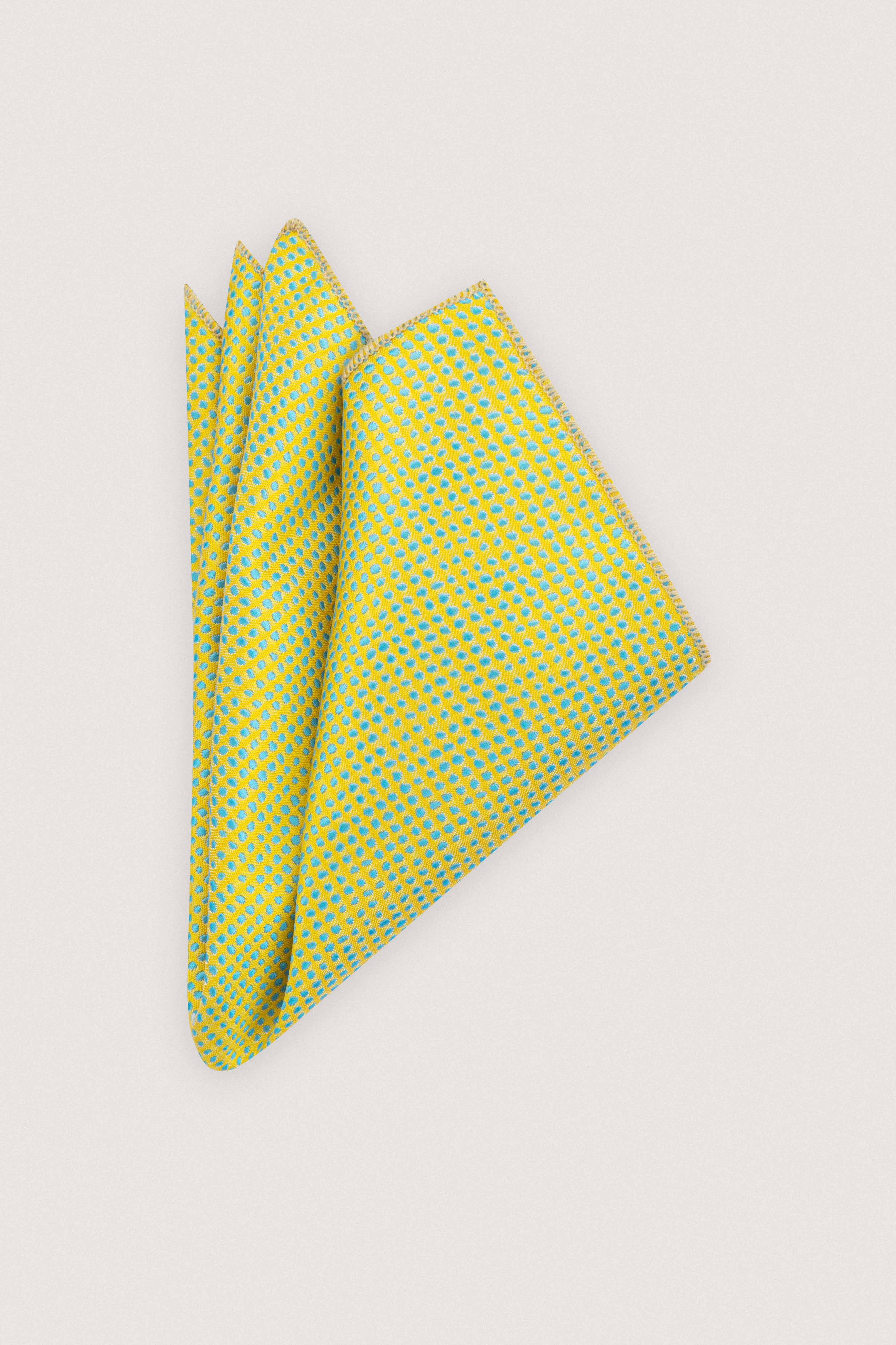 Sunshine Yellow Jacquard Necktie with Handkerchief