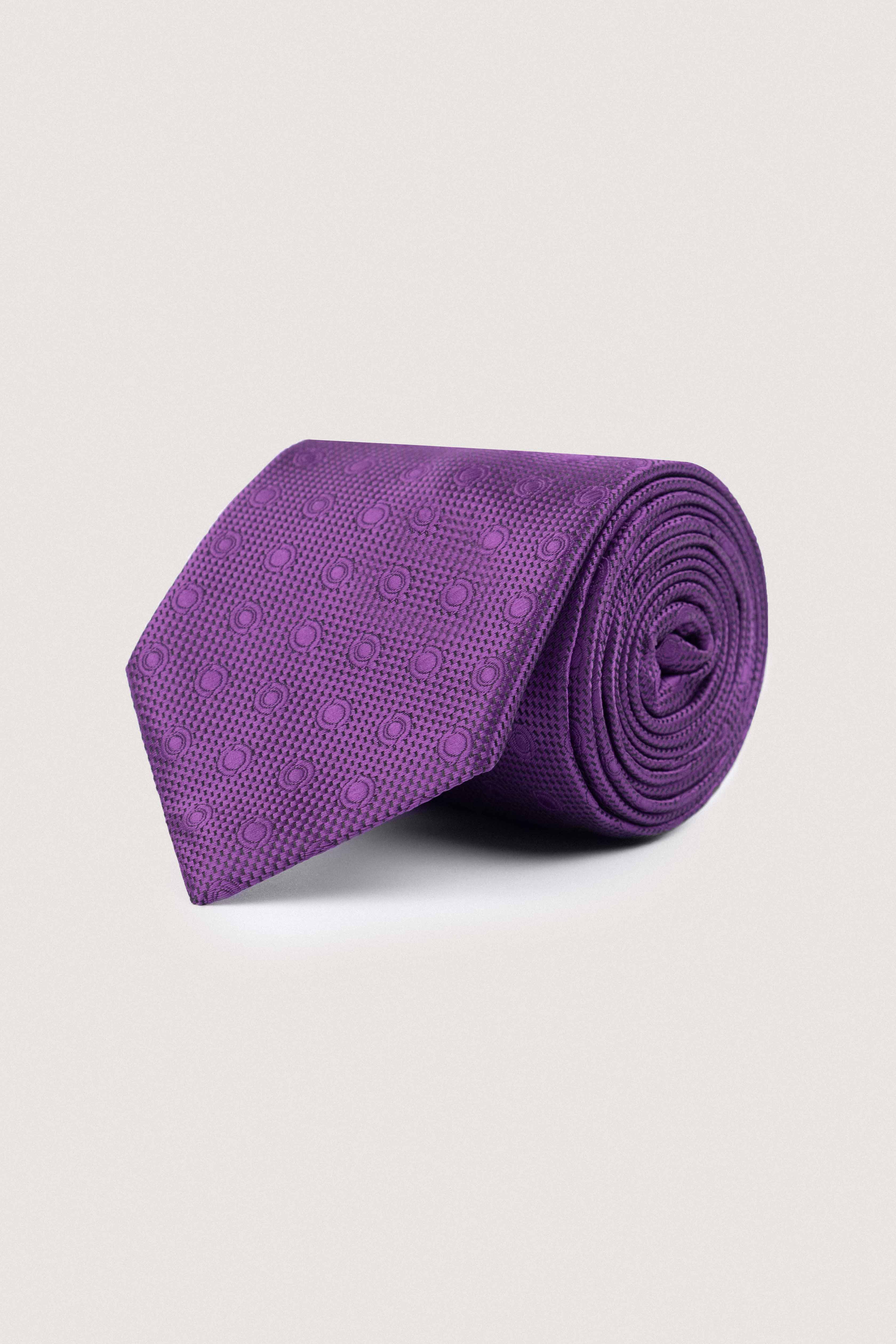 Mauve Jacquard Necktie with Handkerchief