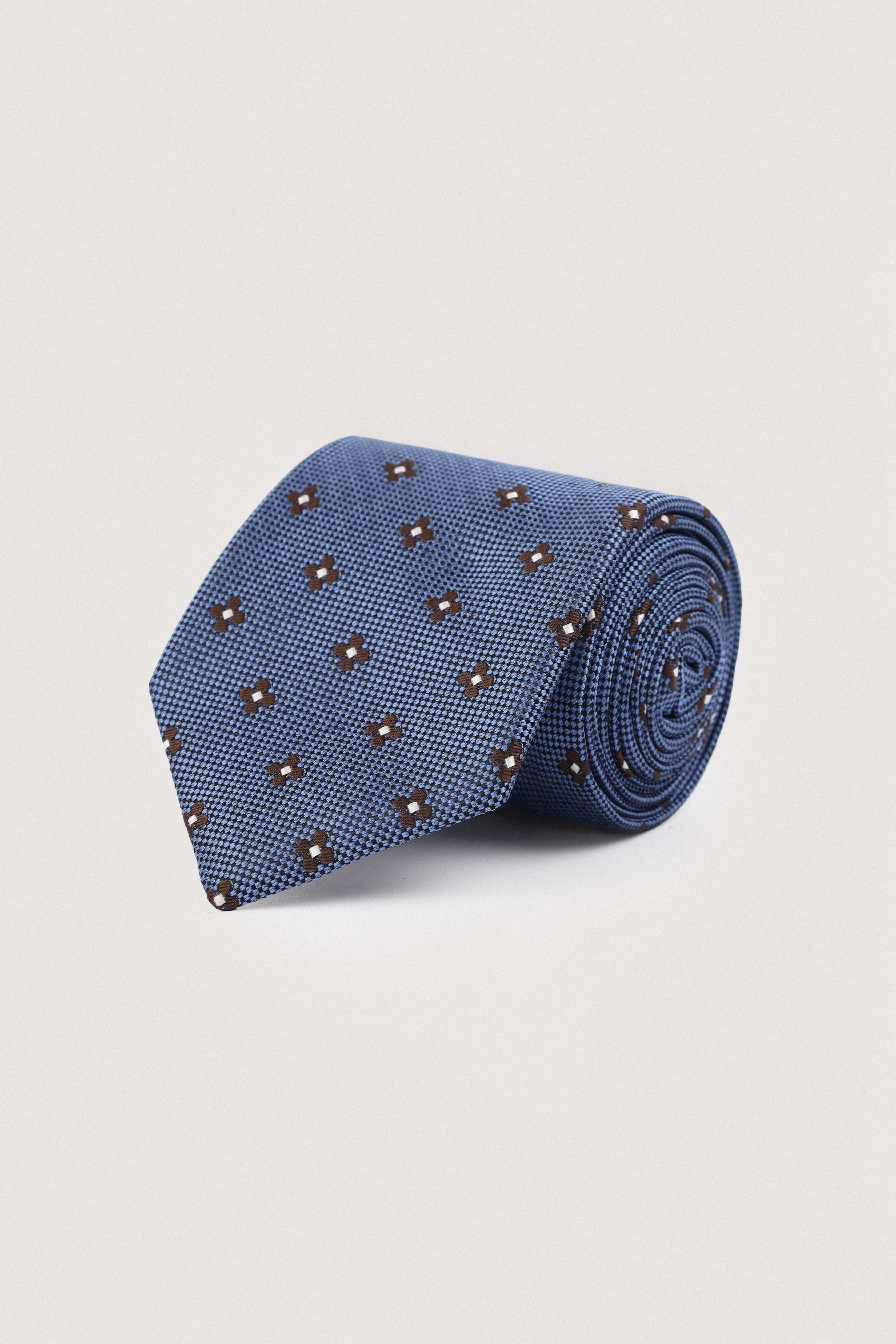 Blue Jacquard Necktie with Handkerchief