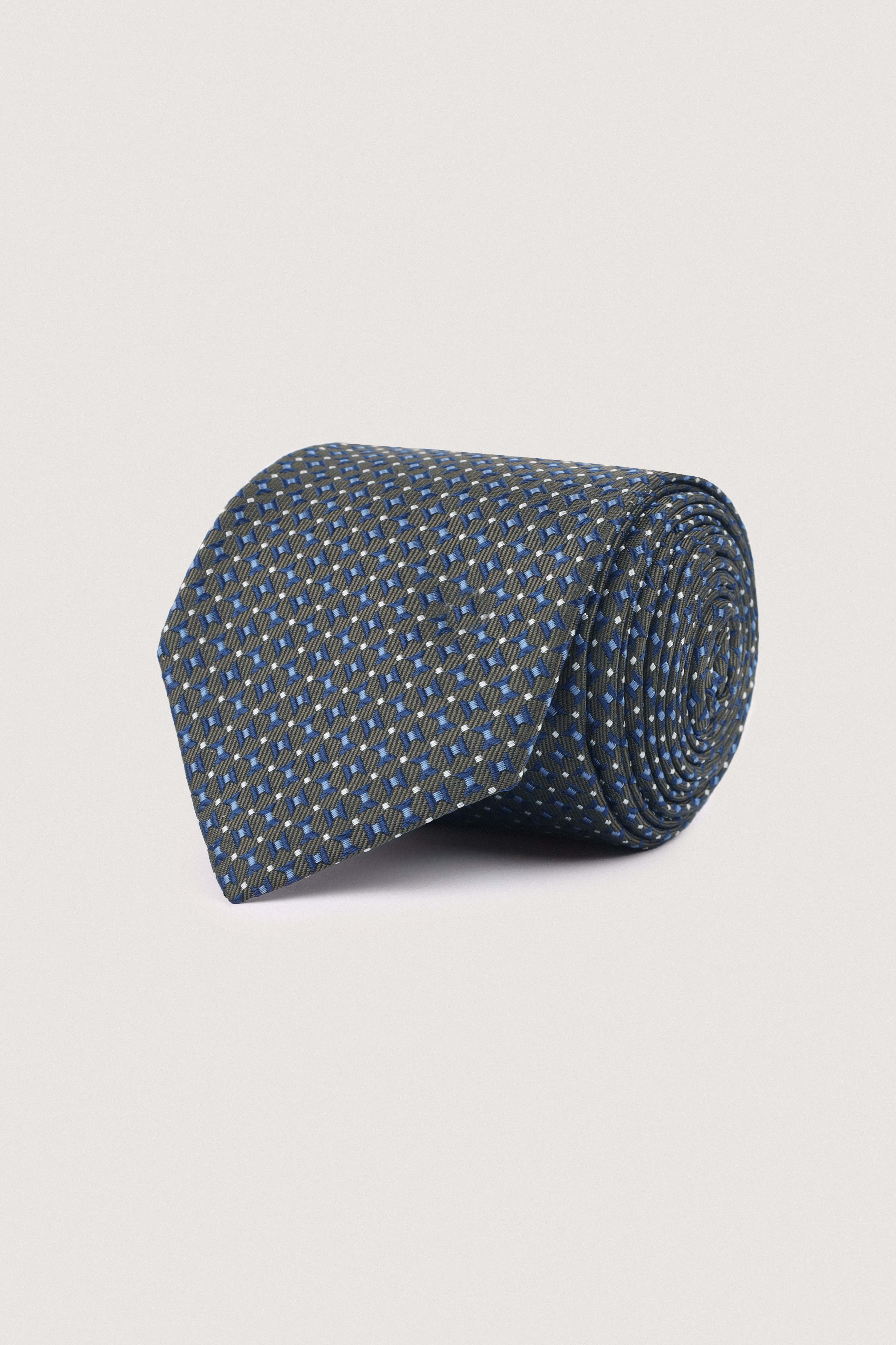 Petroleum Jacquard Necktie with Handkerchief