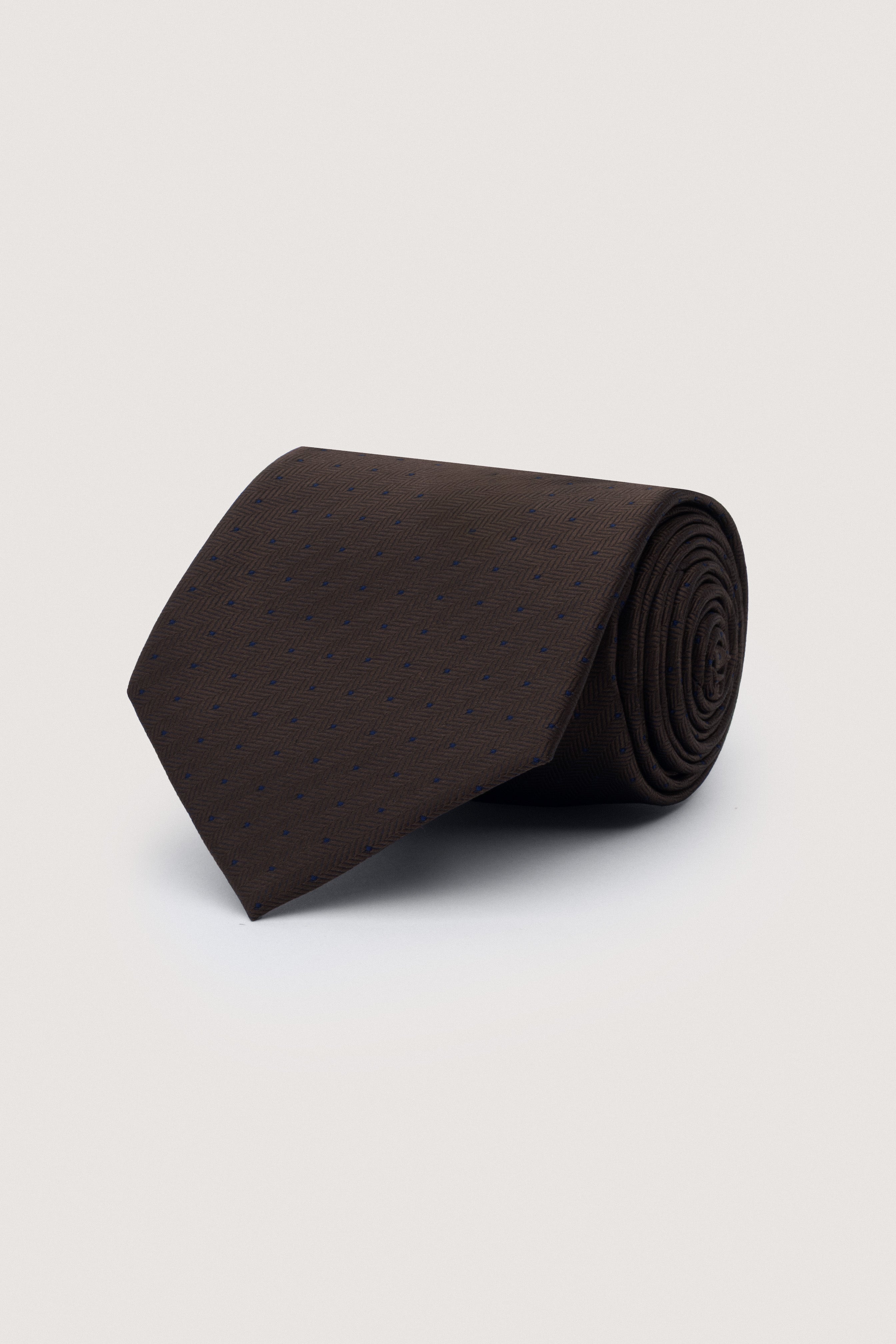 Dark Brown Jacquard Necktie with Handkerchief