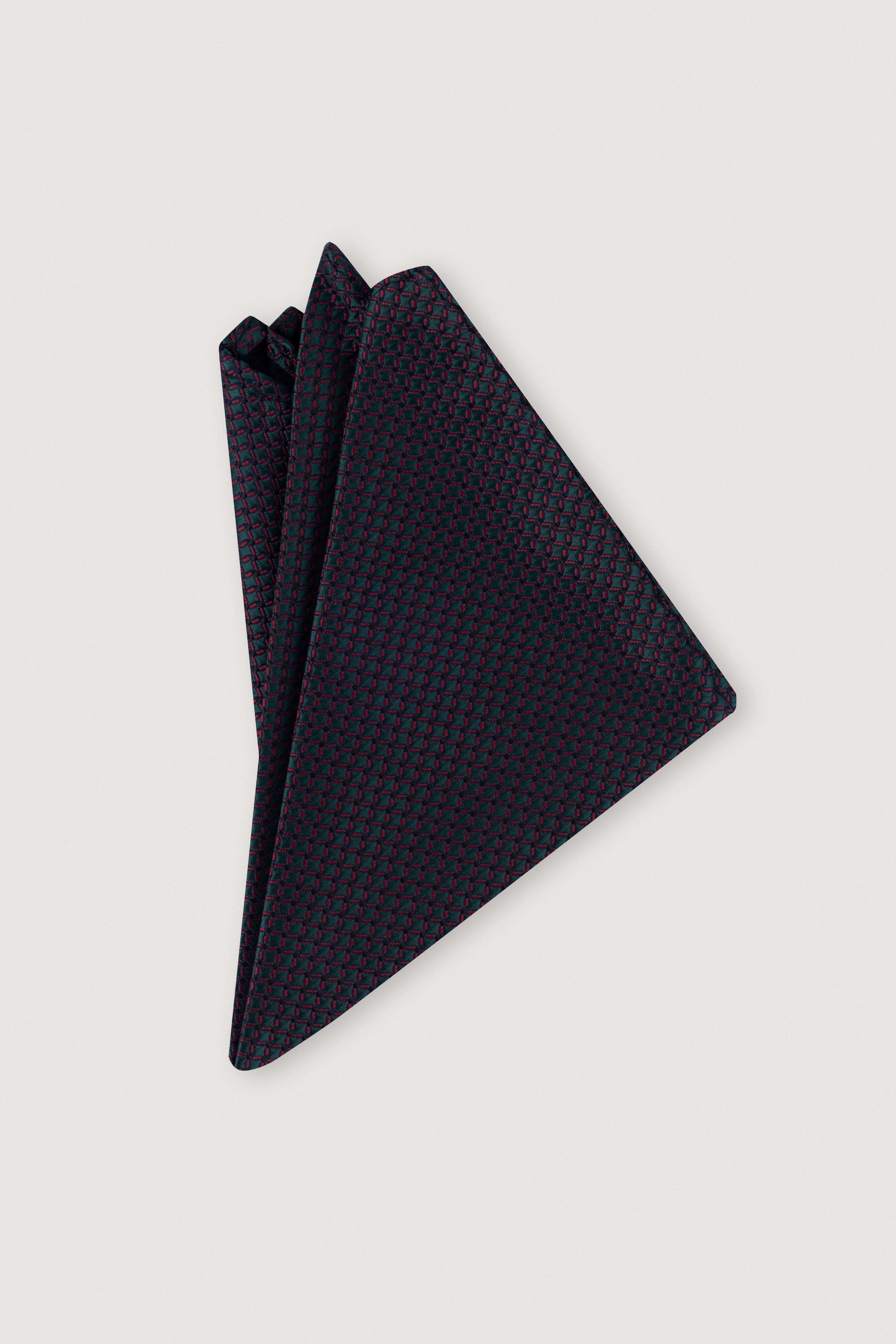 Dark Green Necktie with Handkerchief
