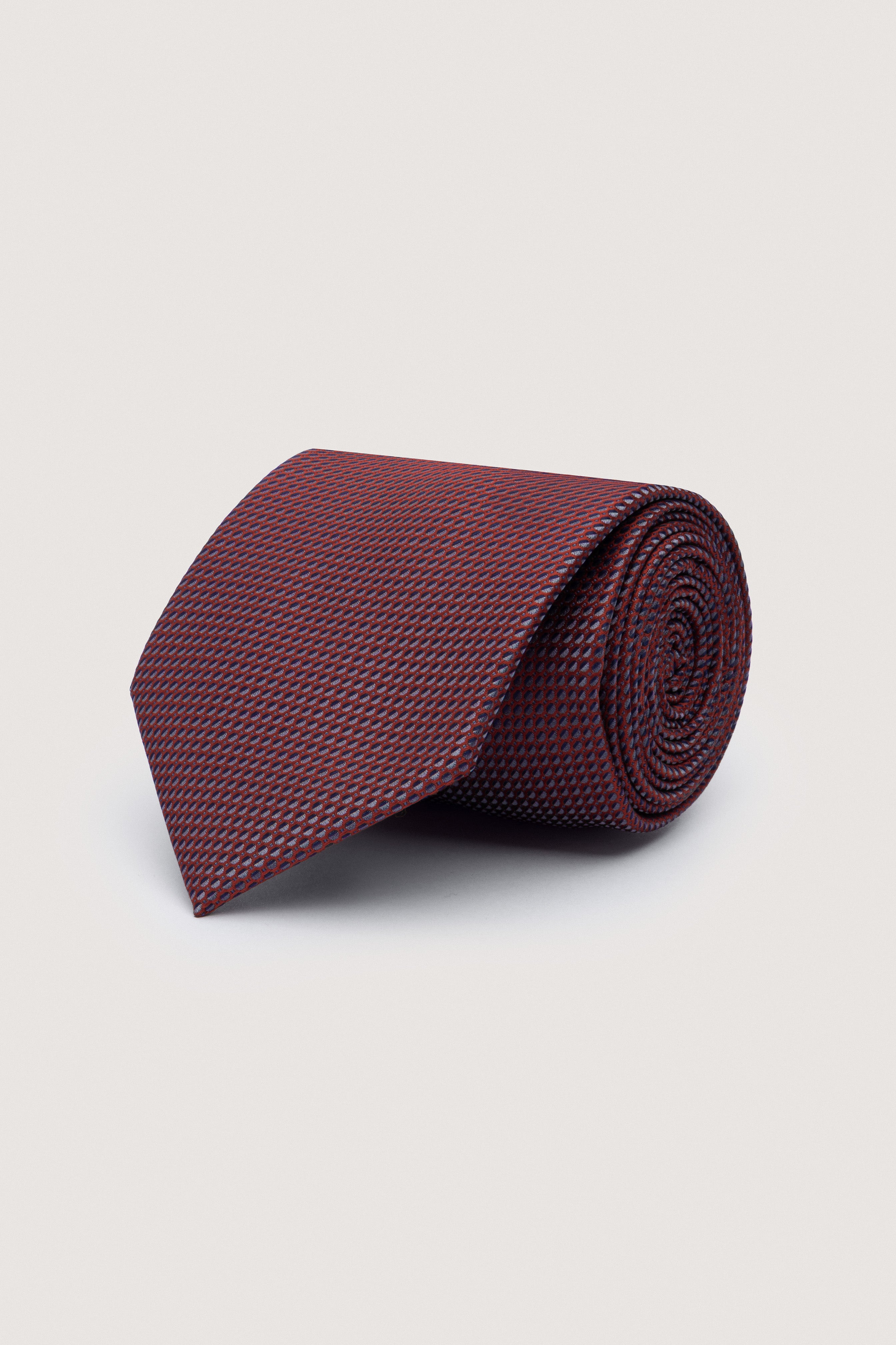 Dark Red Necktie with Handkerchief