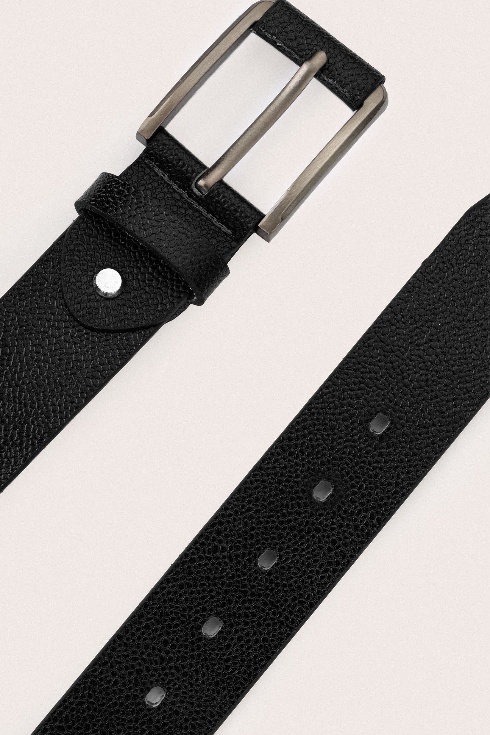 Black Jacquard Leather Casual Belt