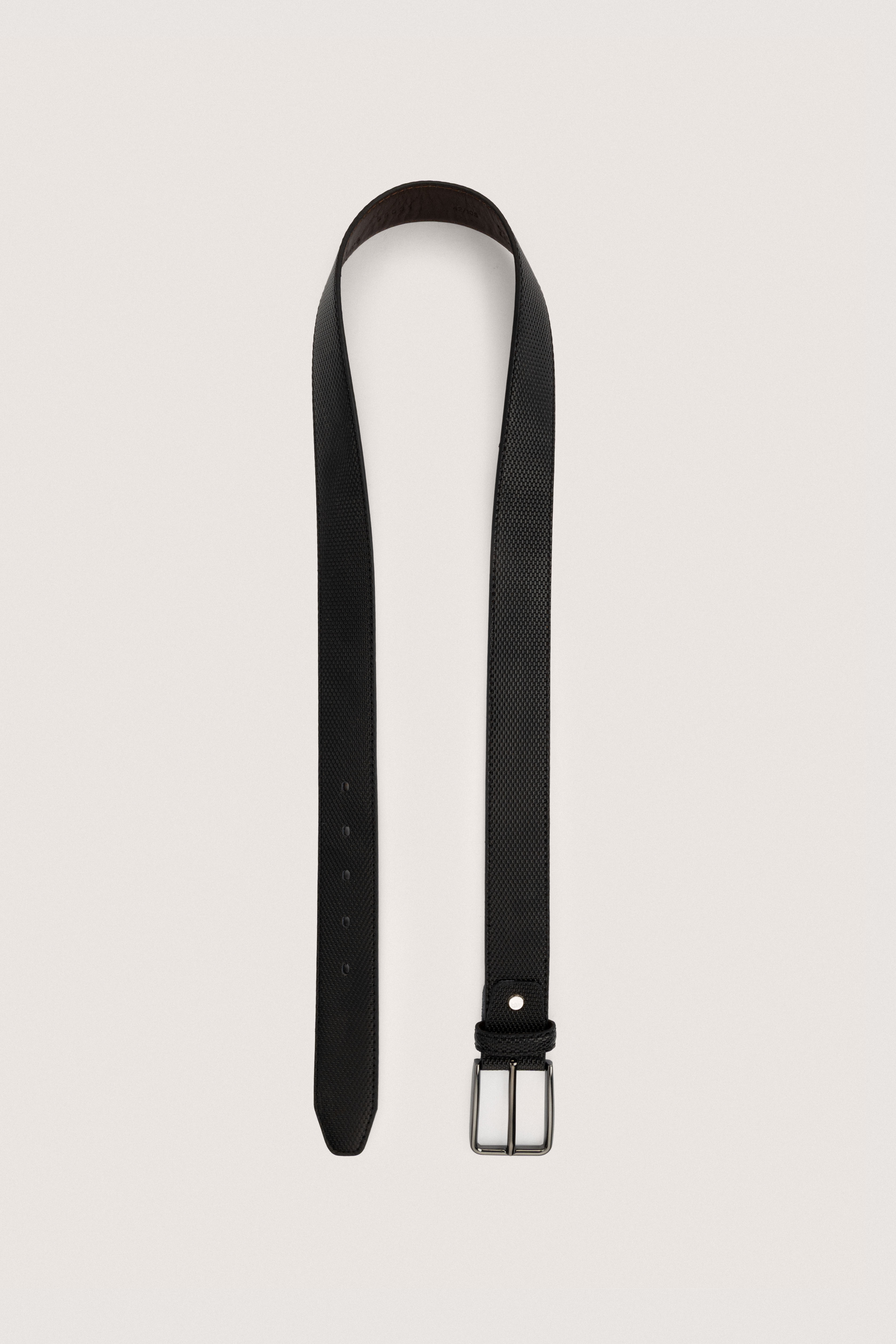 Black Patterned Leather Classic Belt