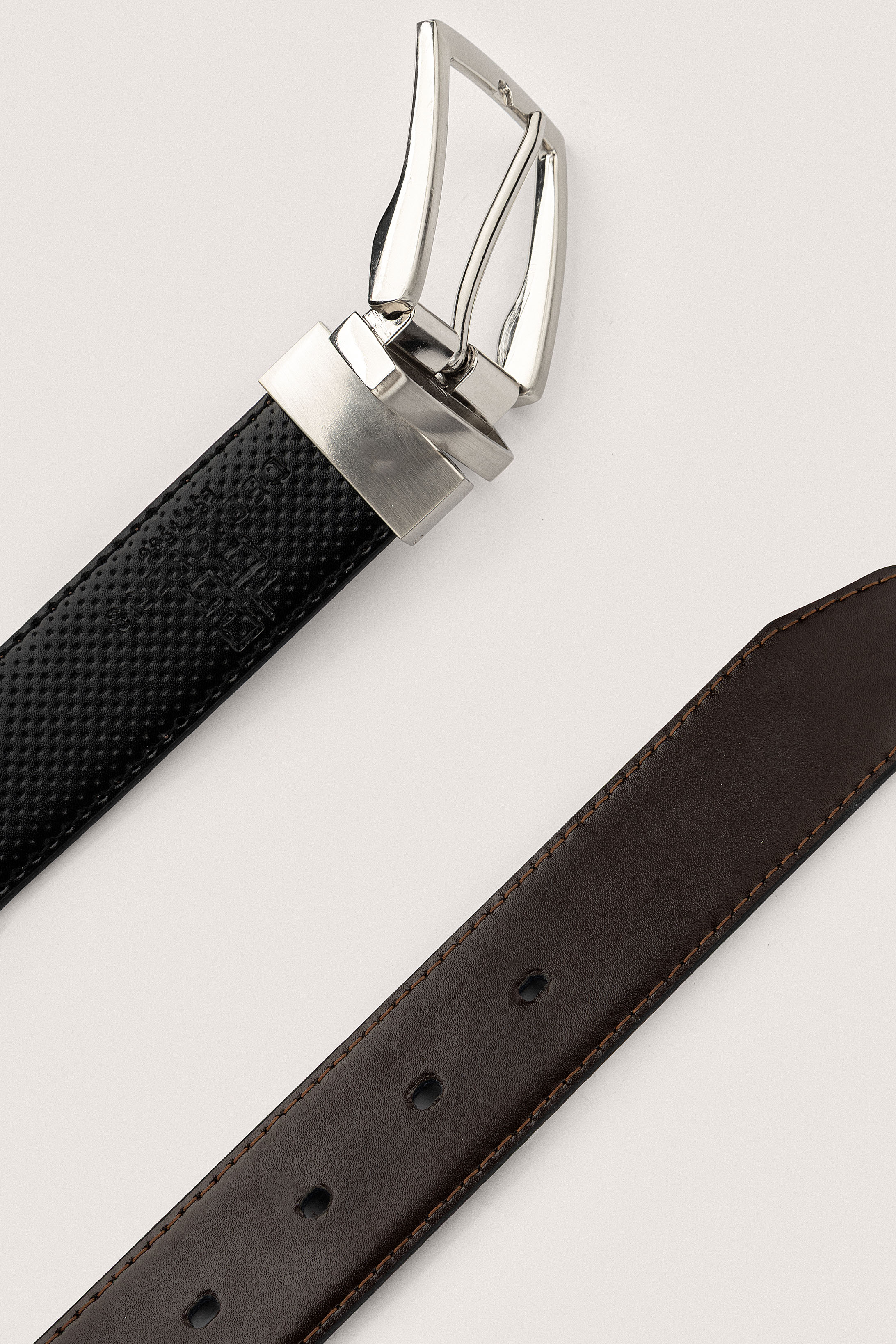 Black & Brown Vernis Double face Leather Belt