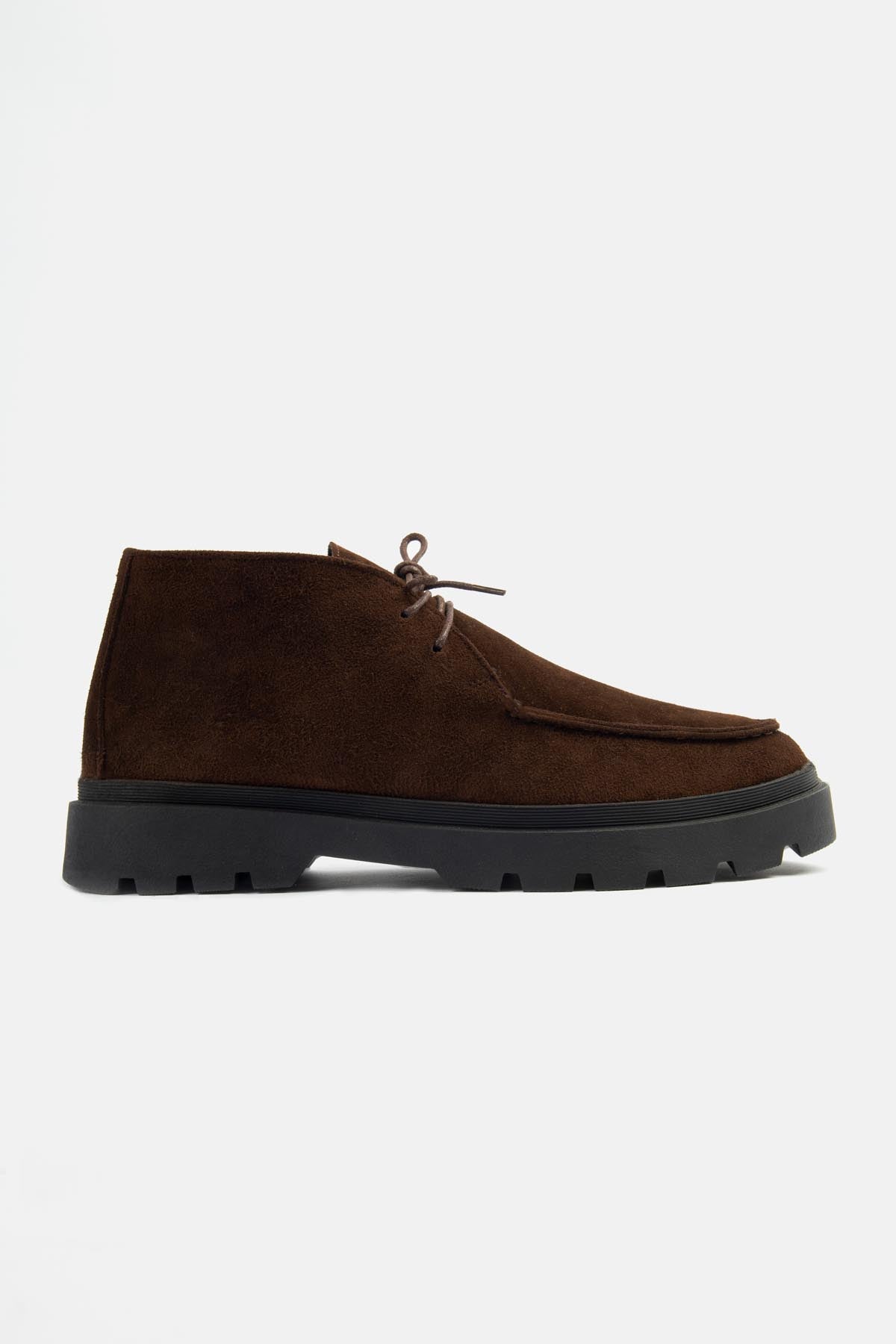 Brown Suede Moc-Toe Lace-Up Shoe