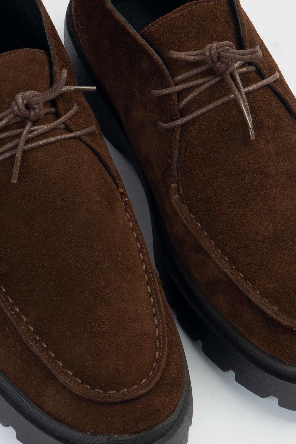 Brown Suede Moc-Toe Lace-Up Shoe