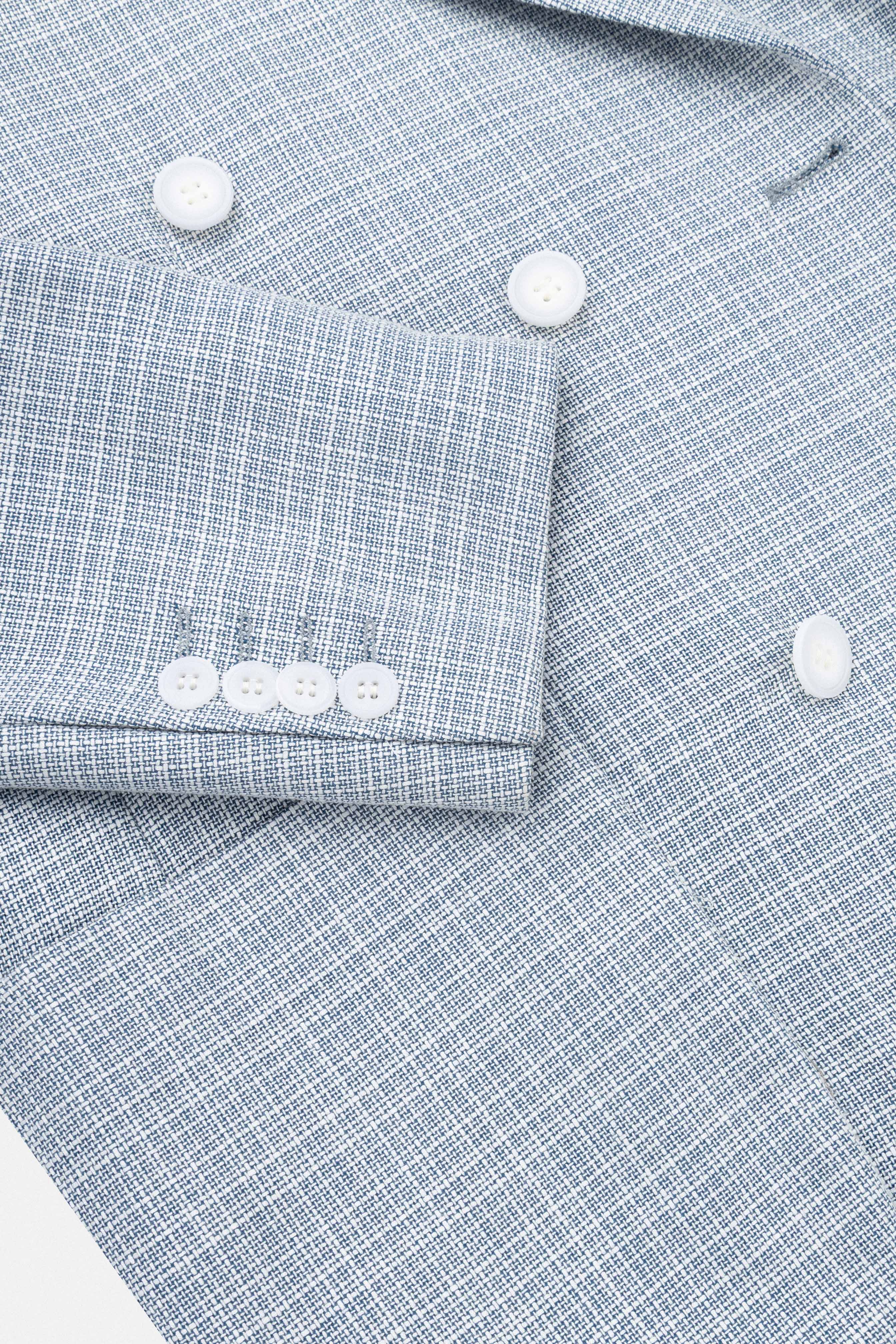 Checked Light Blue Casual Blazer
