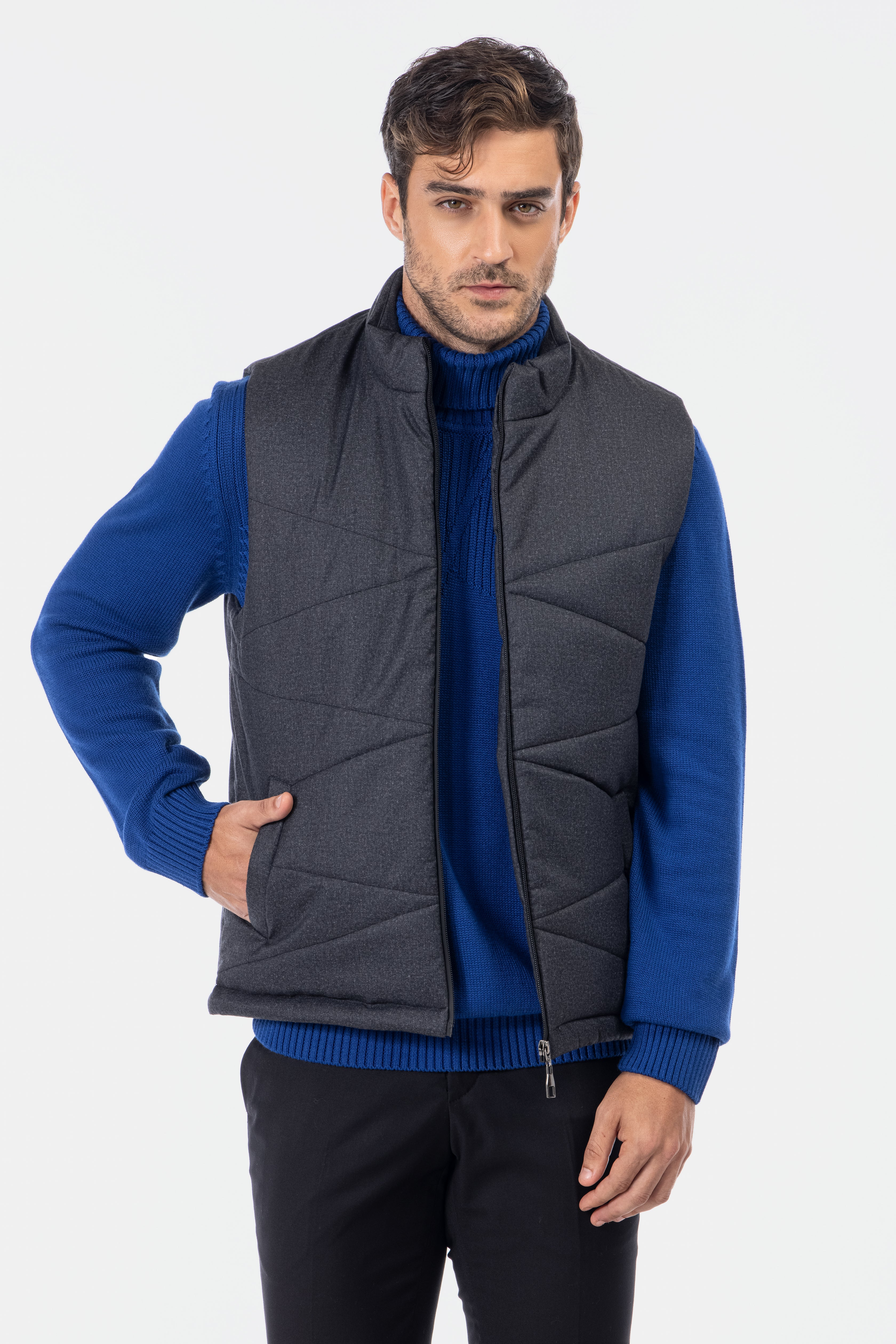 Waterproof Dark Gray Vest Sweater