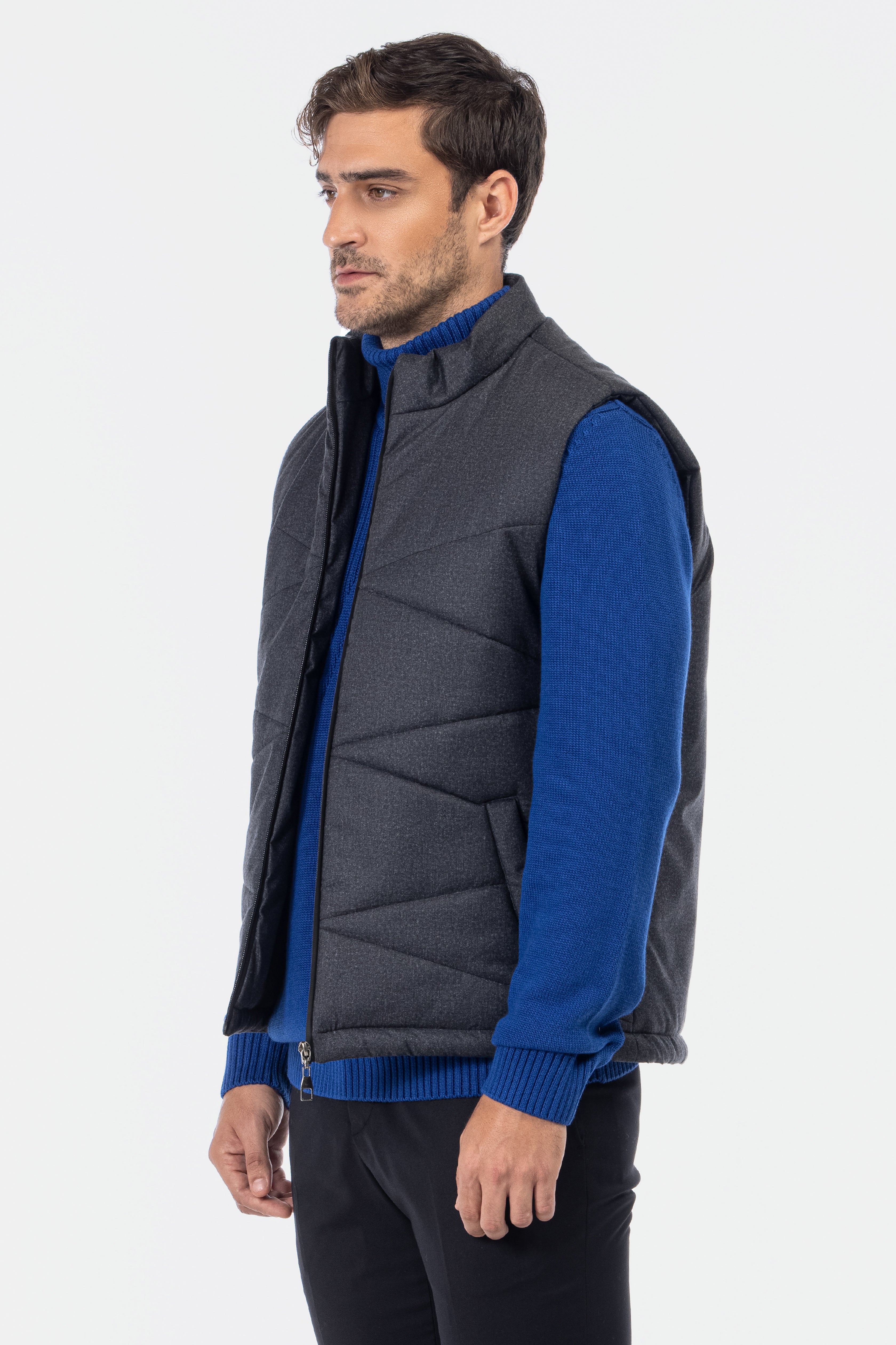 Waterproof Dark Gray Vest Sweater