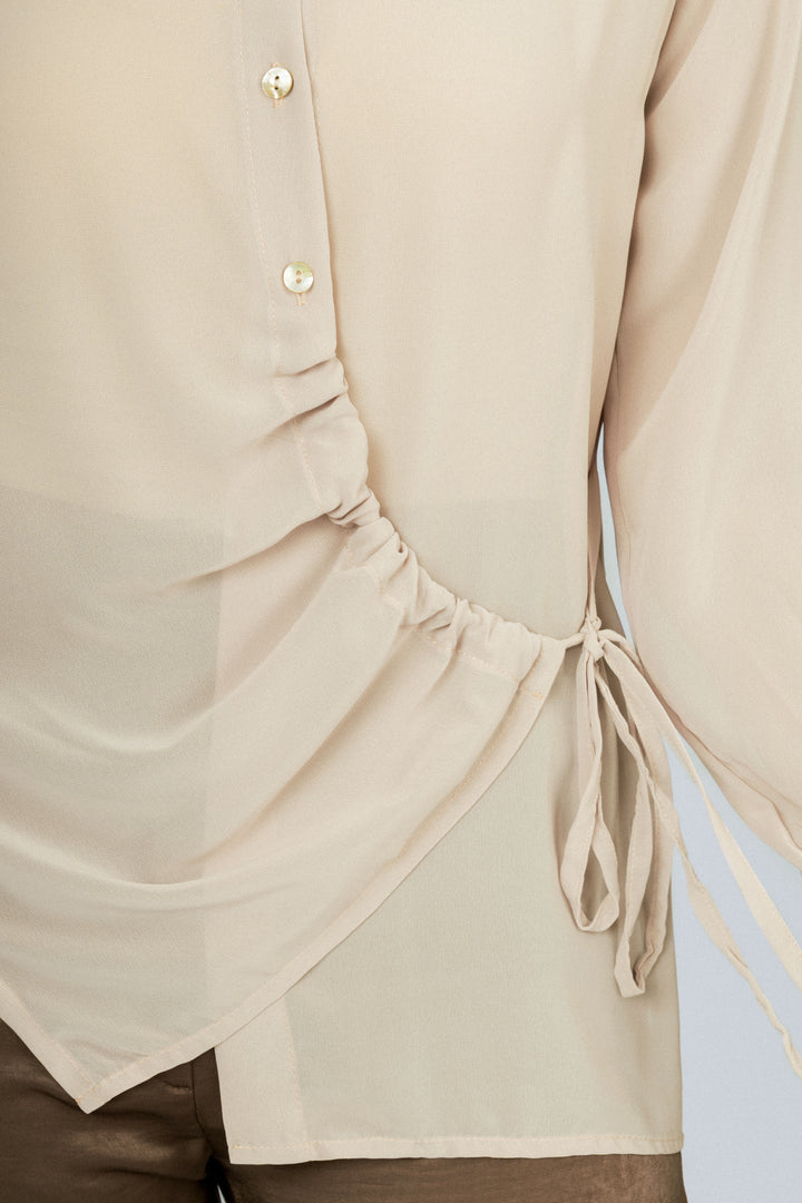 Beige Chiffon Casual Shirt