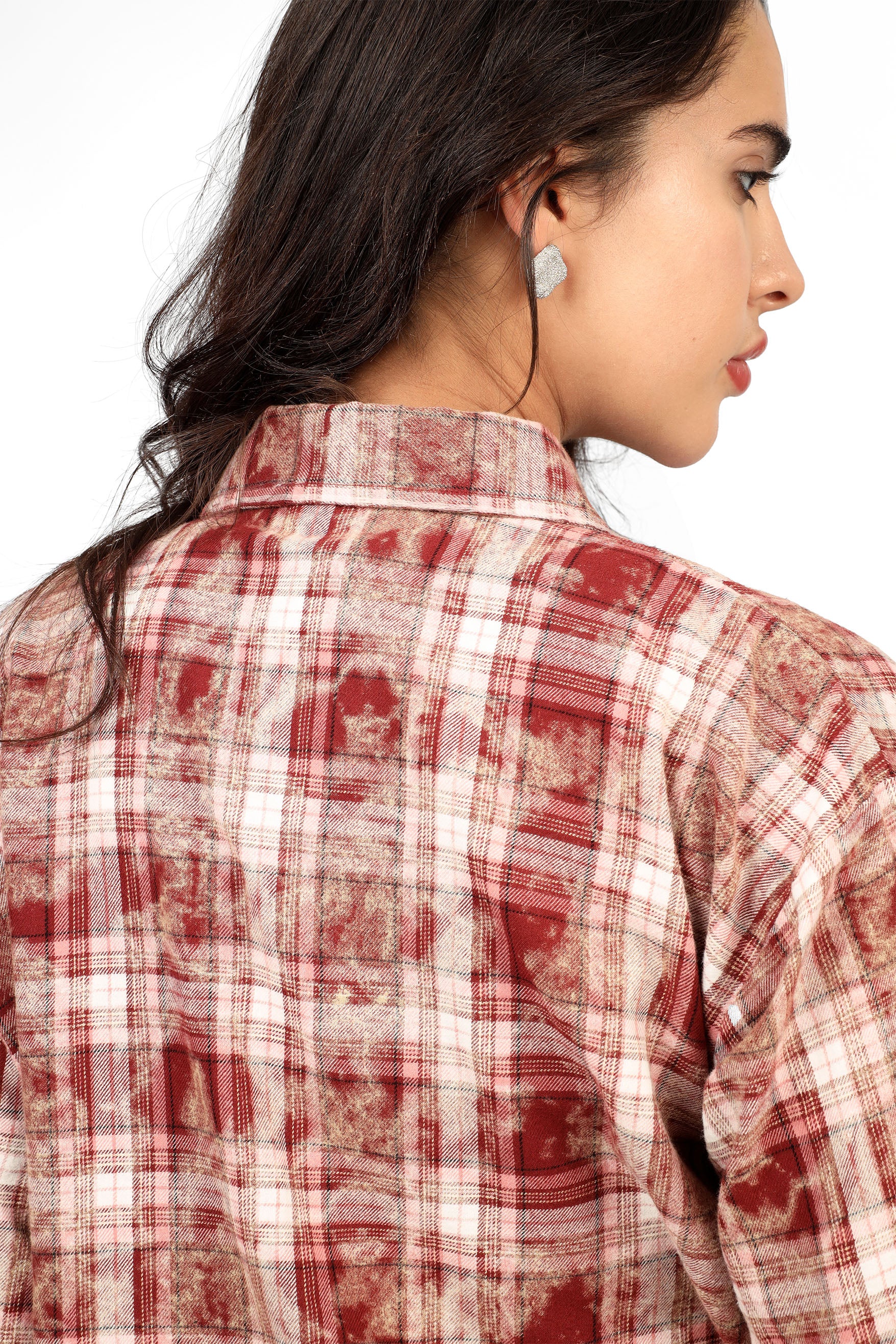 Burgundy Checked Casual Shirt