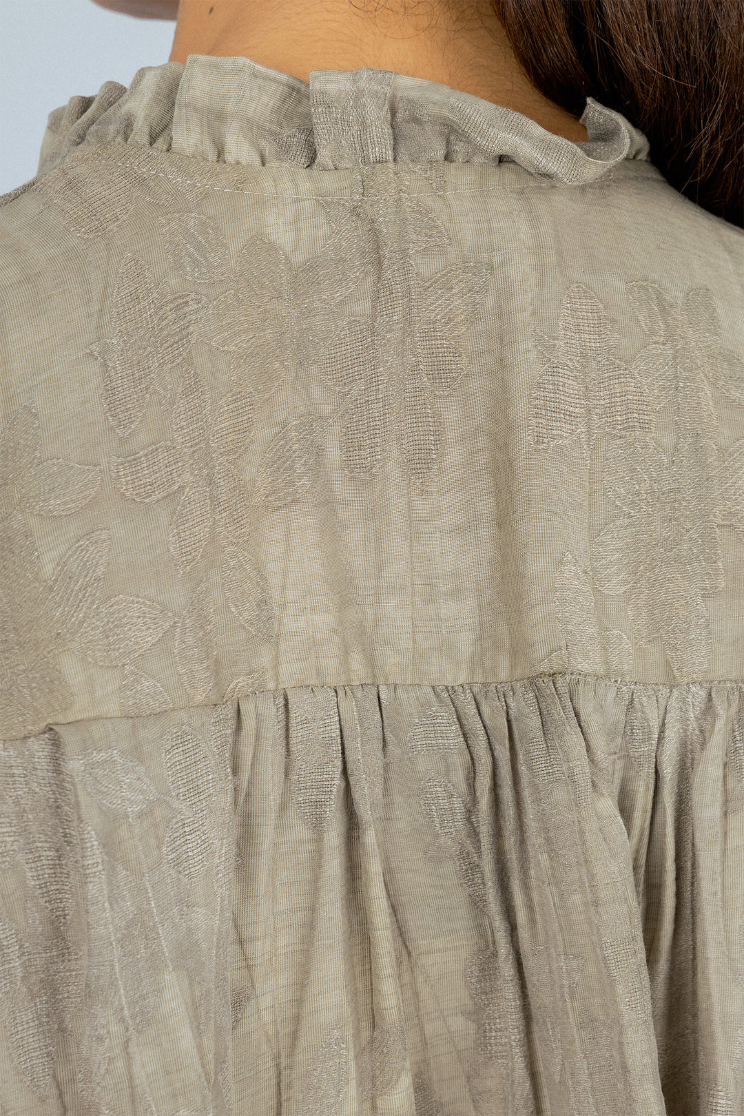 Jacquard Floral Beige  Blouse