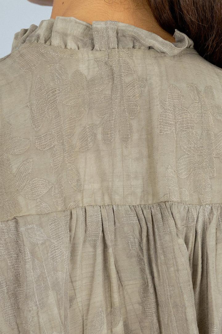 Jacquard Floral Beige  Blouse