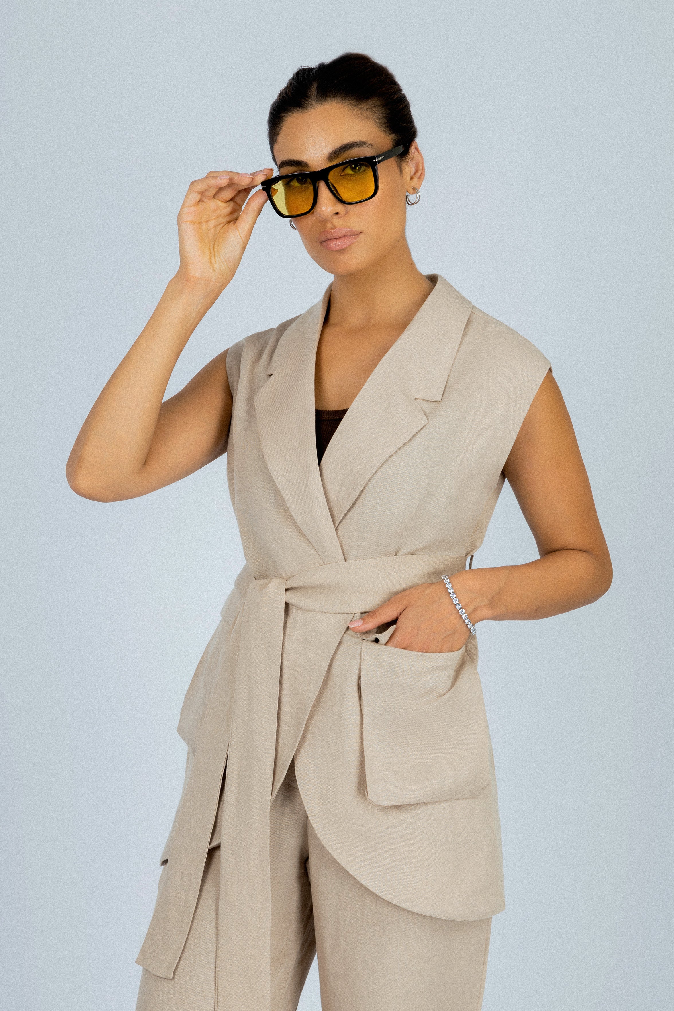 Beige Linen Feel Women's Suit