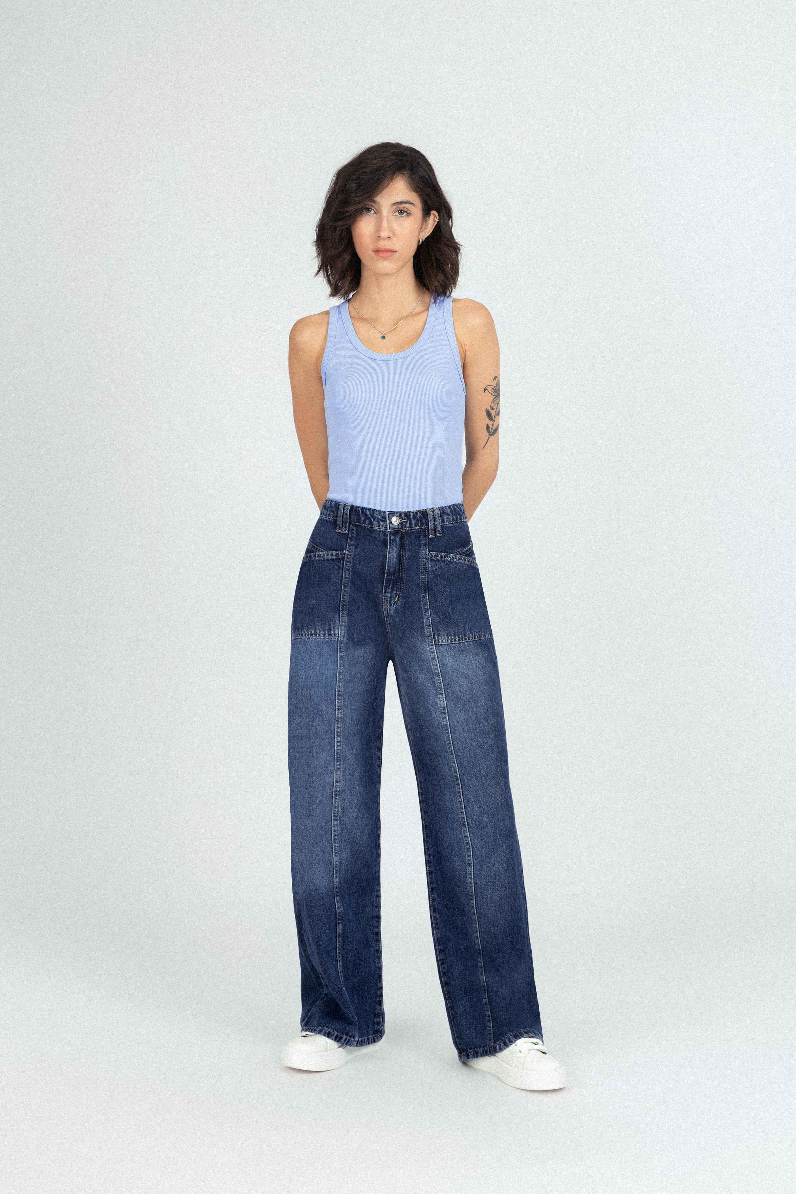 Wide Leg Dark Blue washed Jeans