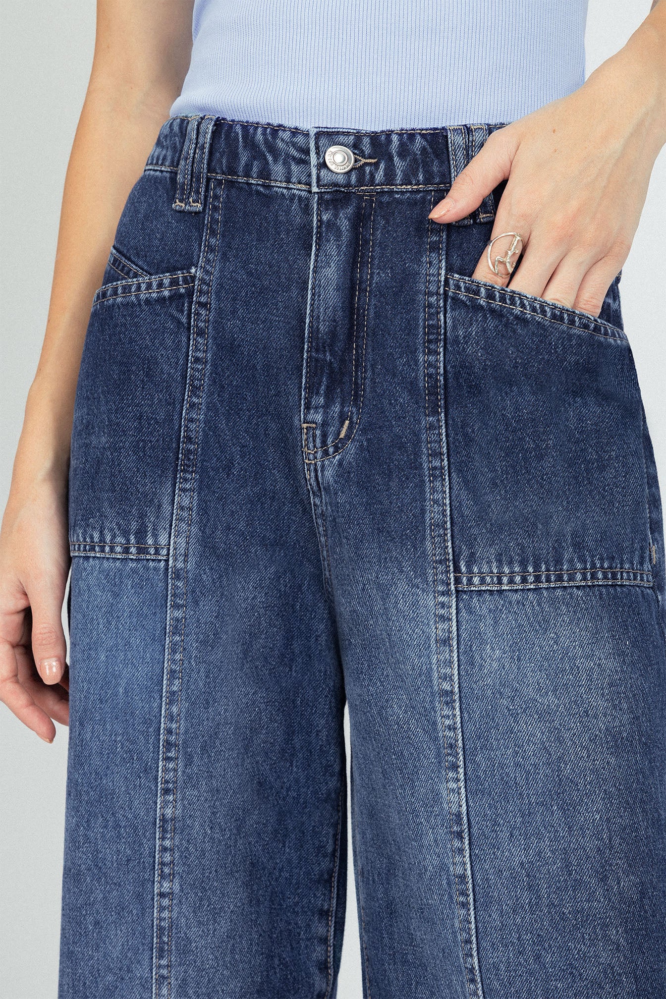 Wide Leg Dark Blue washed Jeans