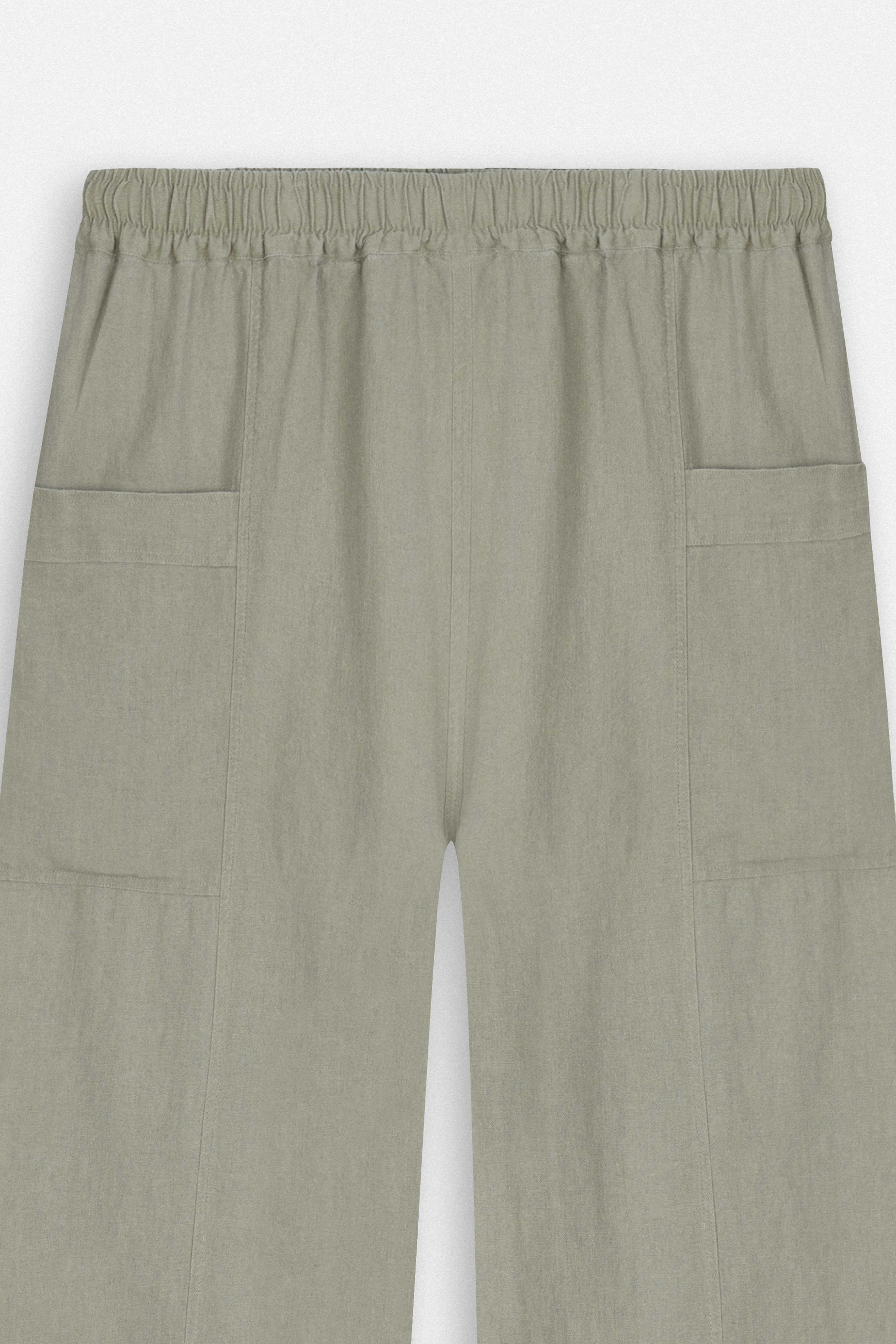 Wide Leg Light Brown Linen Look Pant
