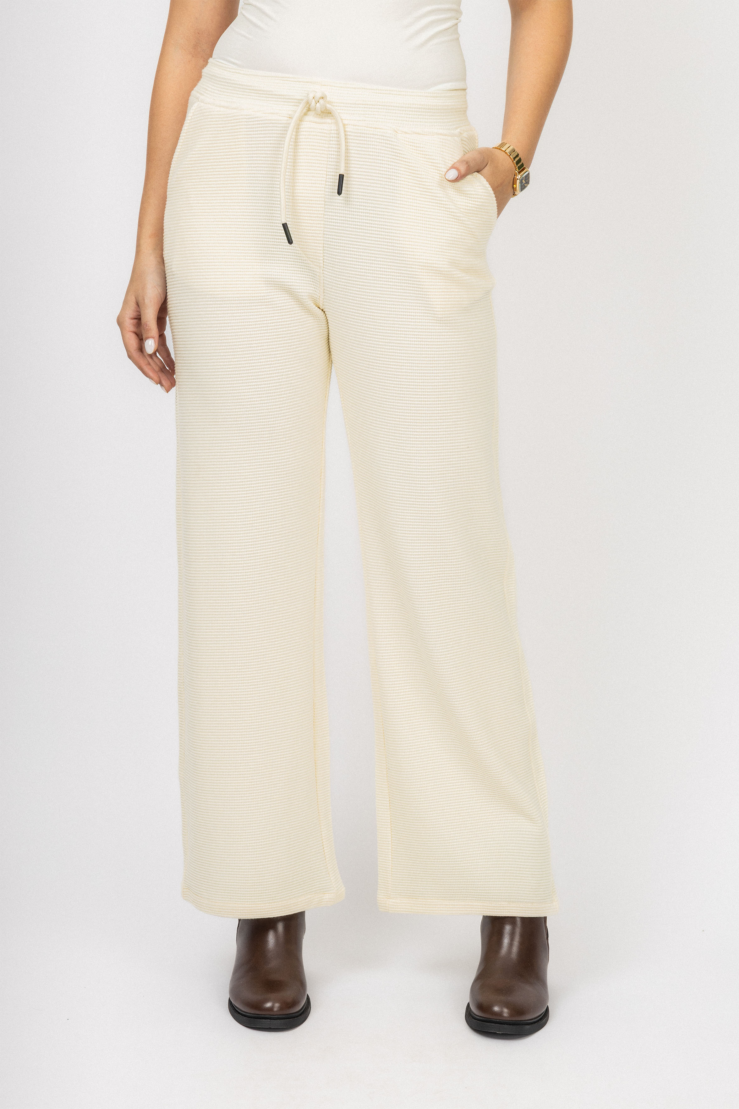 Off White Jacquard  Jersey Casual Pants