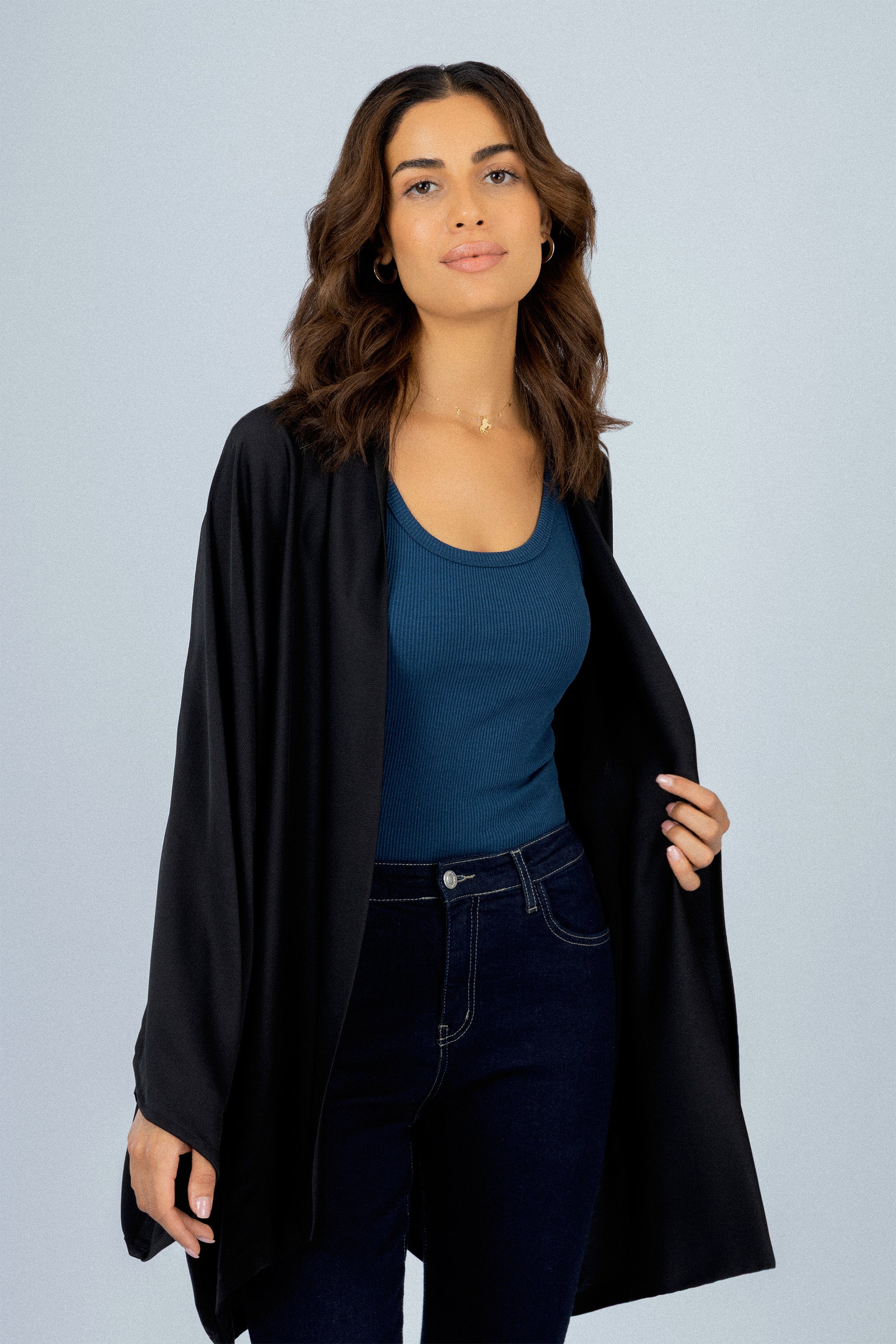 Black Satin Cardigan