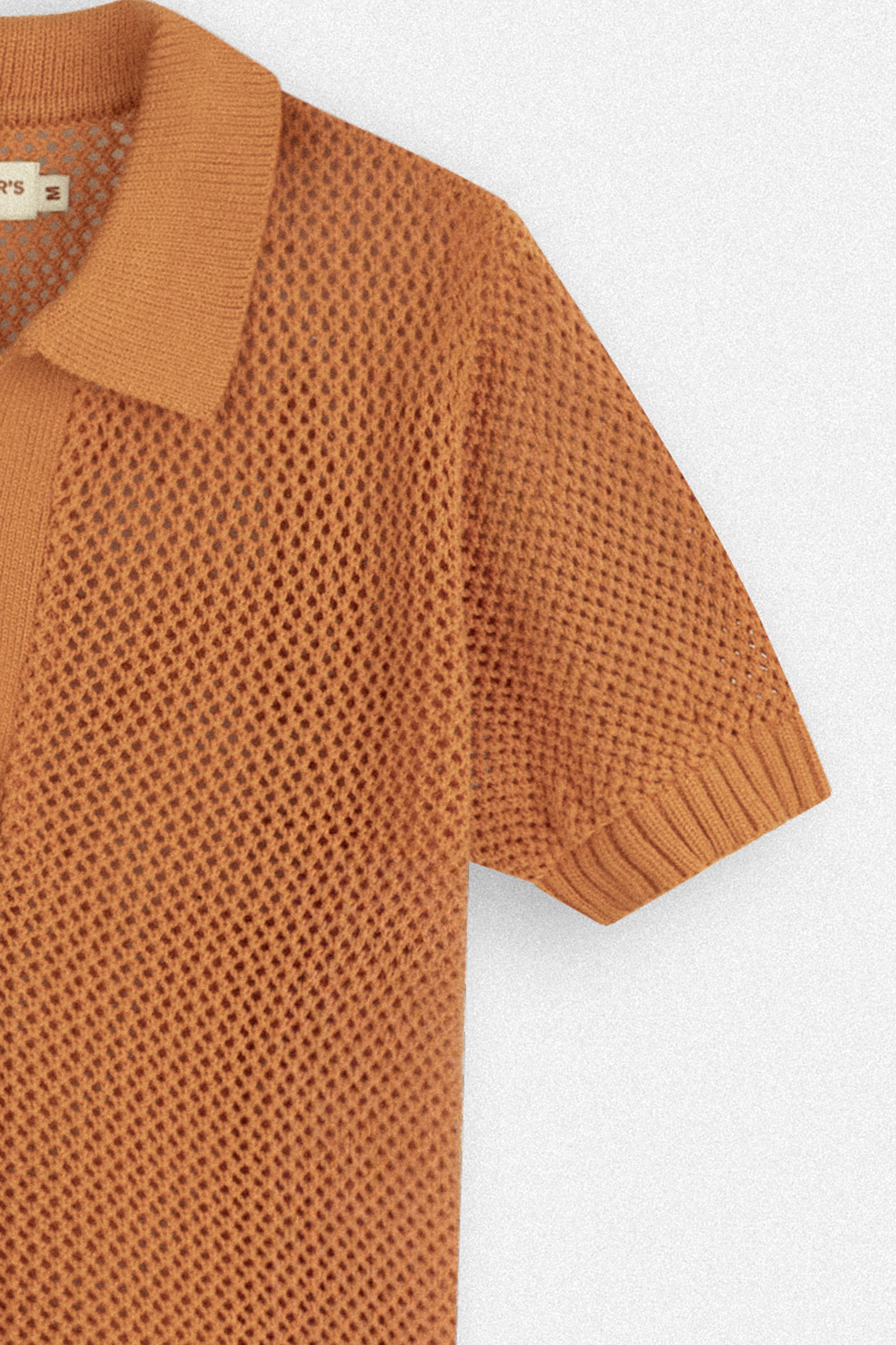 Orange Crochet-Style Knitted T-Shirt