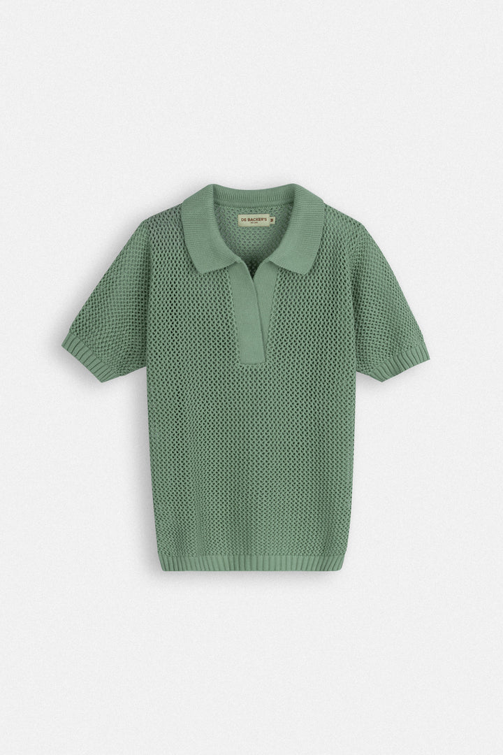 Women’s Sage Green Knit Polo Shirt