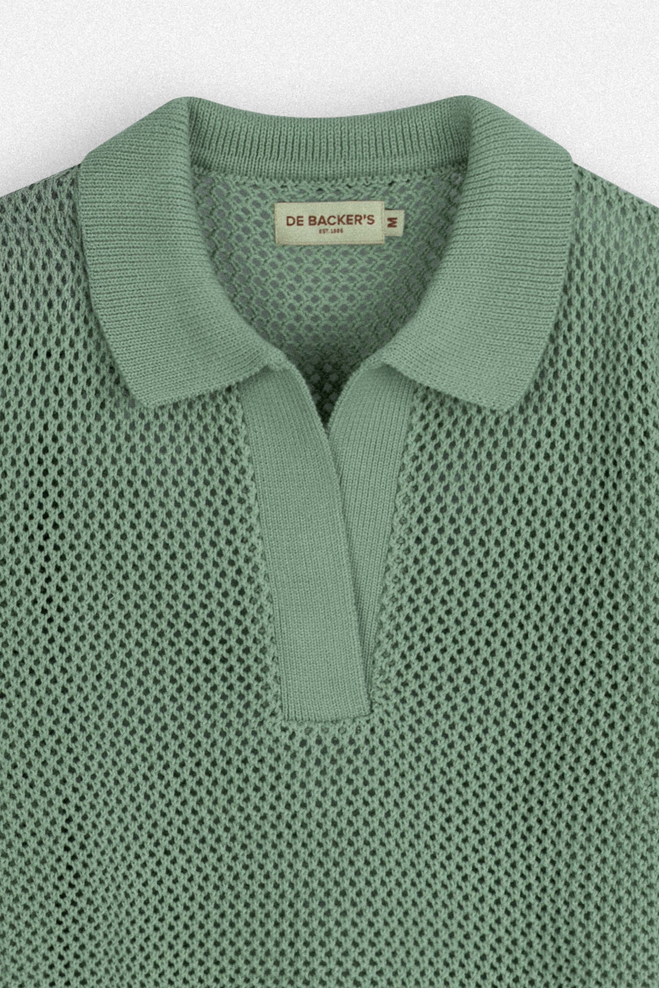 Dark Green Crochet-Style Knitted T-Shirt