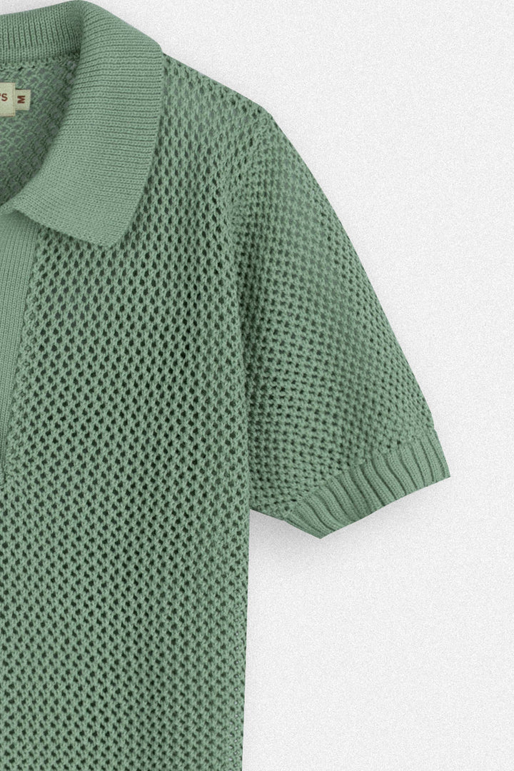 Women’s Sage Green Knit Polo Shirt
