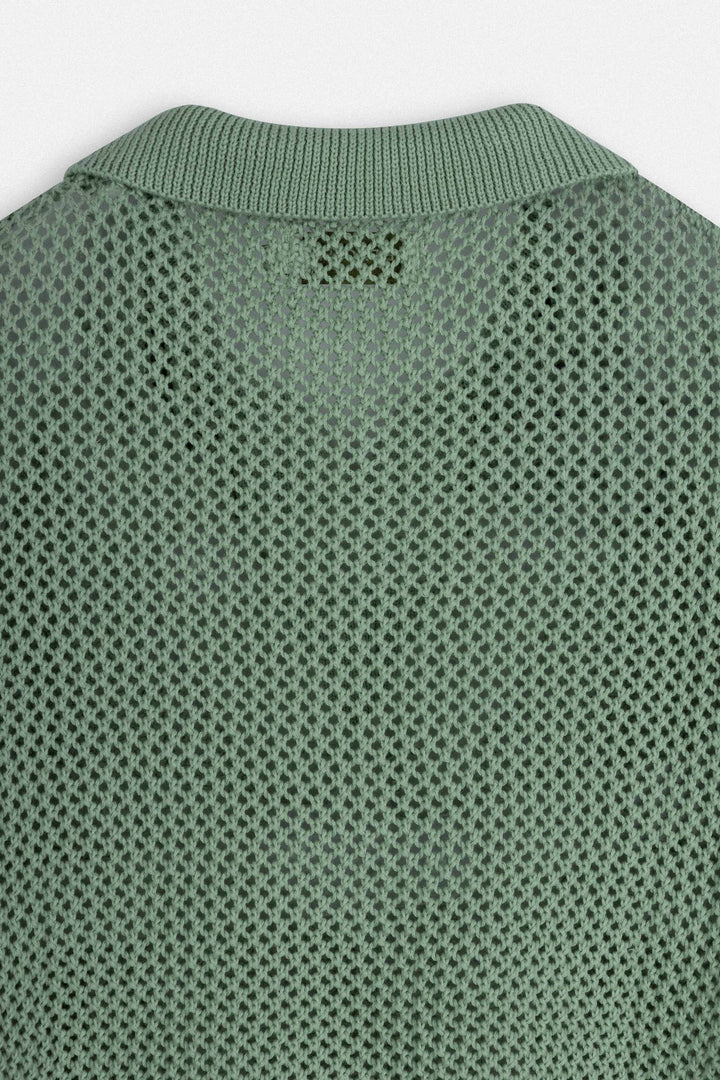Women’s Sage Green Knit Polo Shirt