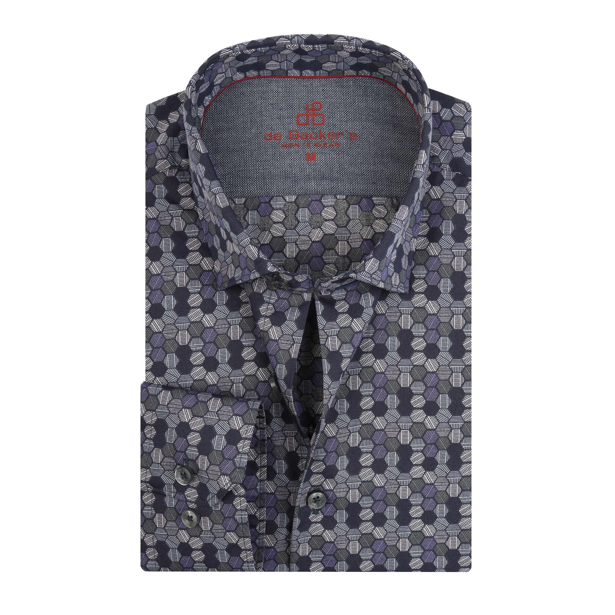 Navy and Gray Casual Printed Shirt.