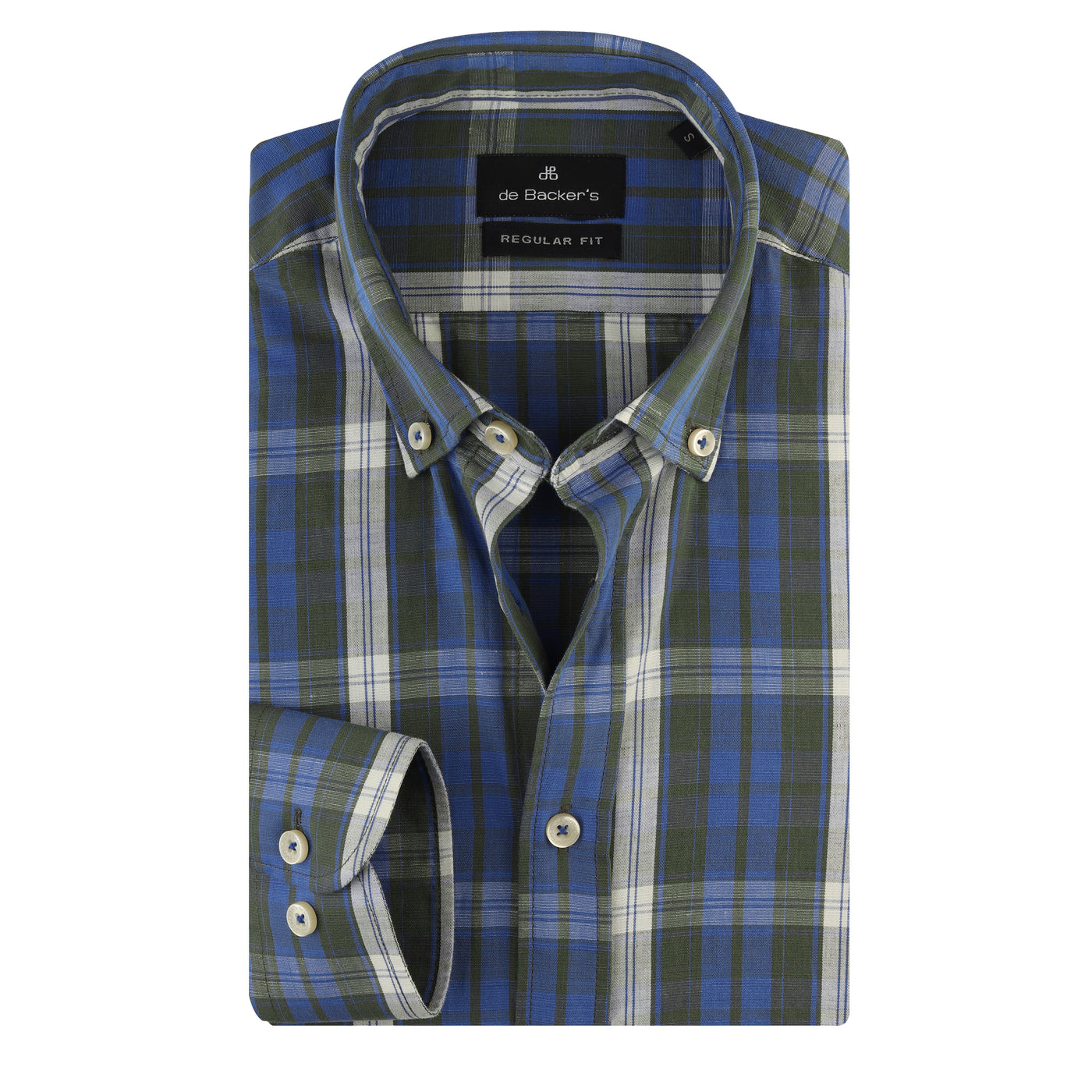 Blue with Dark-Green Stripes Casual Shirt