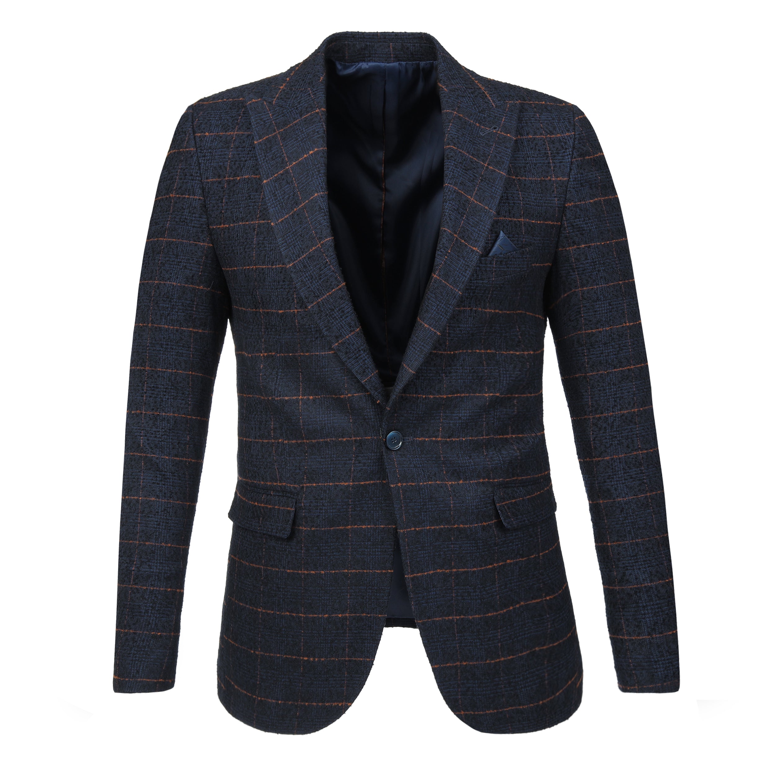 Checked Knitted Dark Navy Blazer