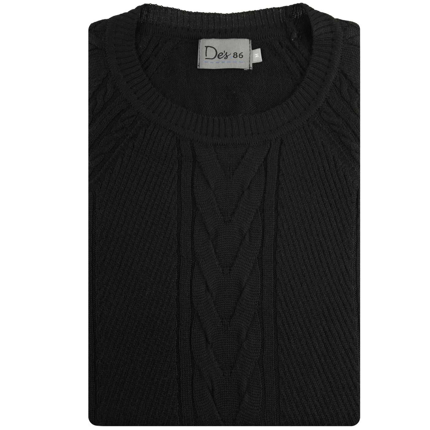 Jacquard Knitted Black Round Pullover