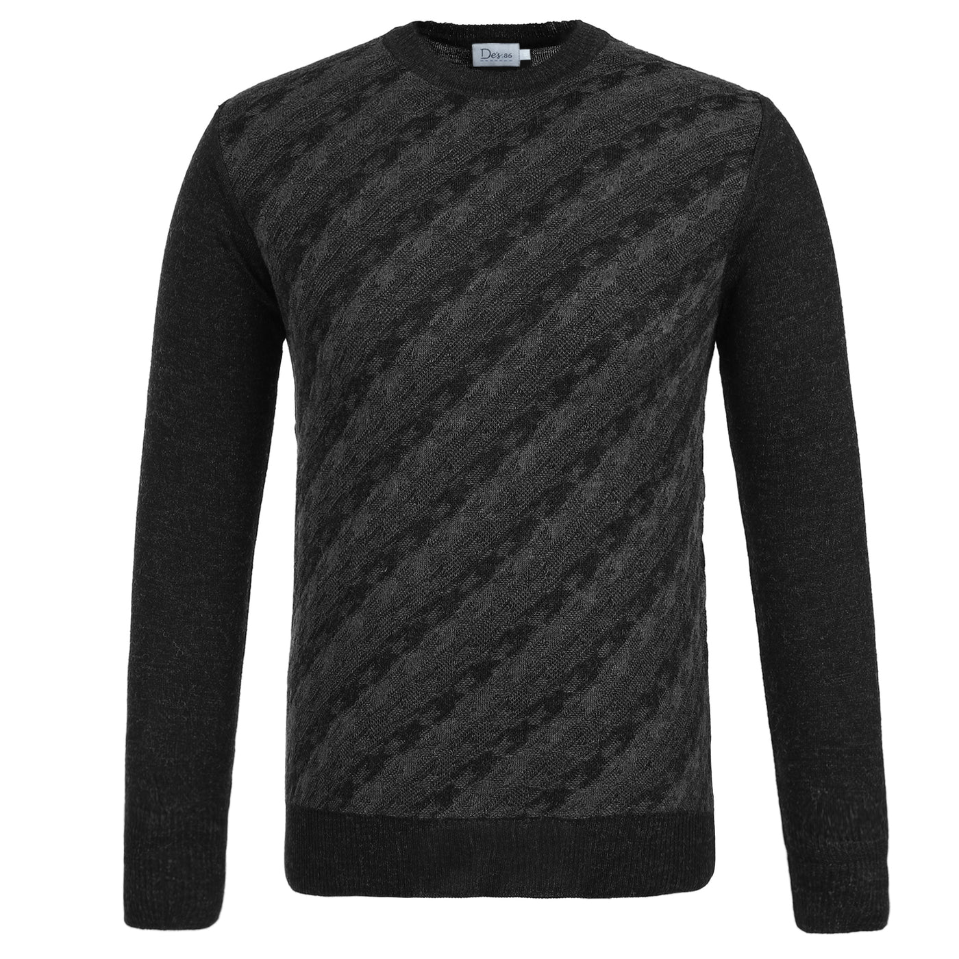 Jacquard Dark Gray & Black Round pullover