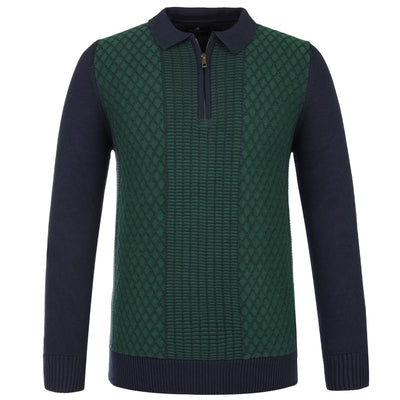 Jacquard Knitted Polo Pullover