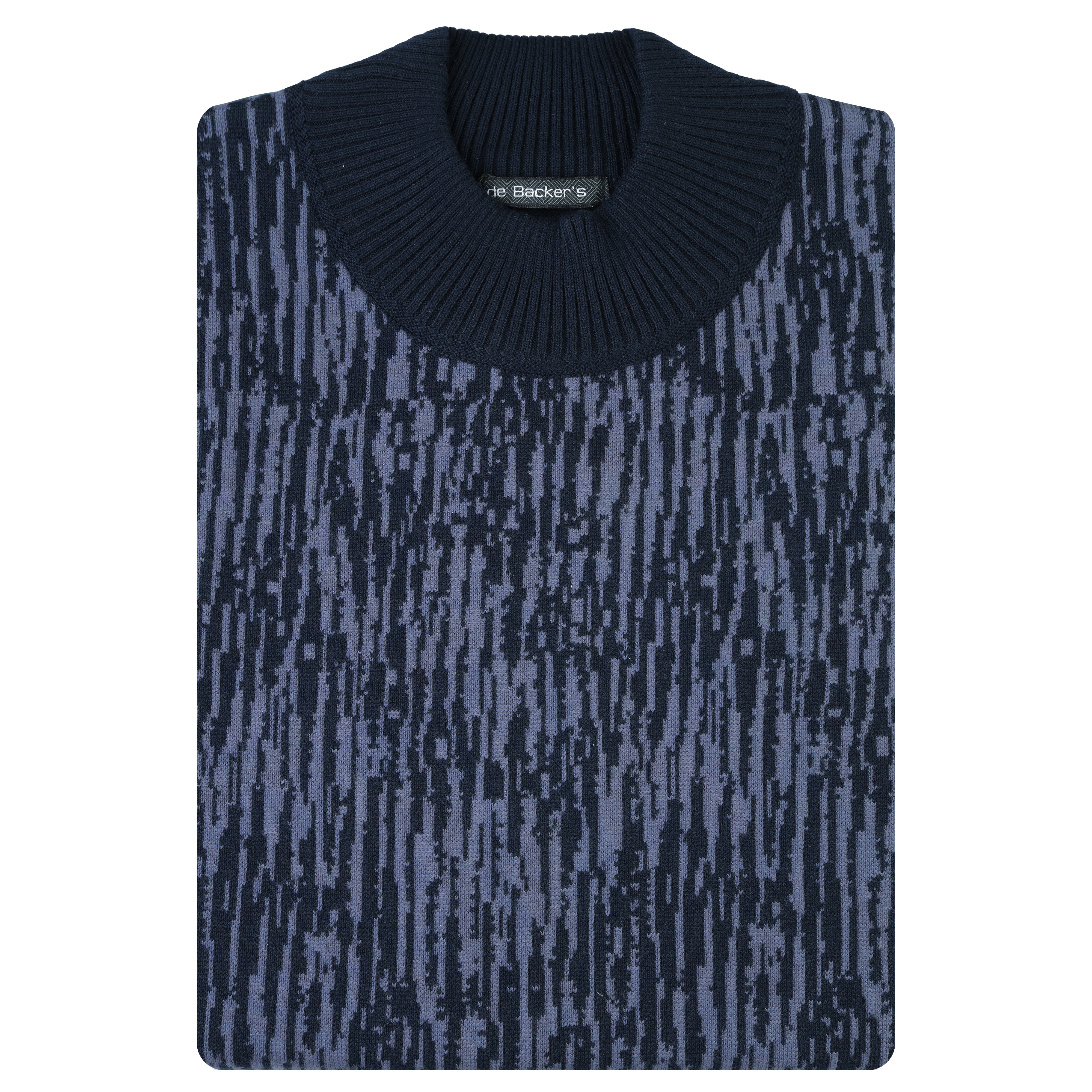 Patterned Moc Neck Pullover - 1